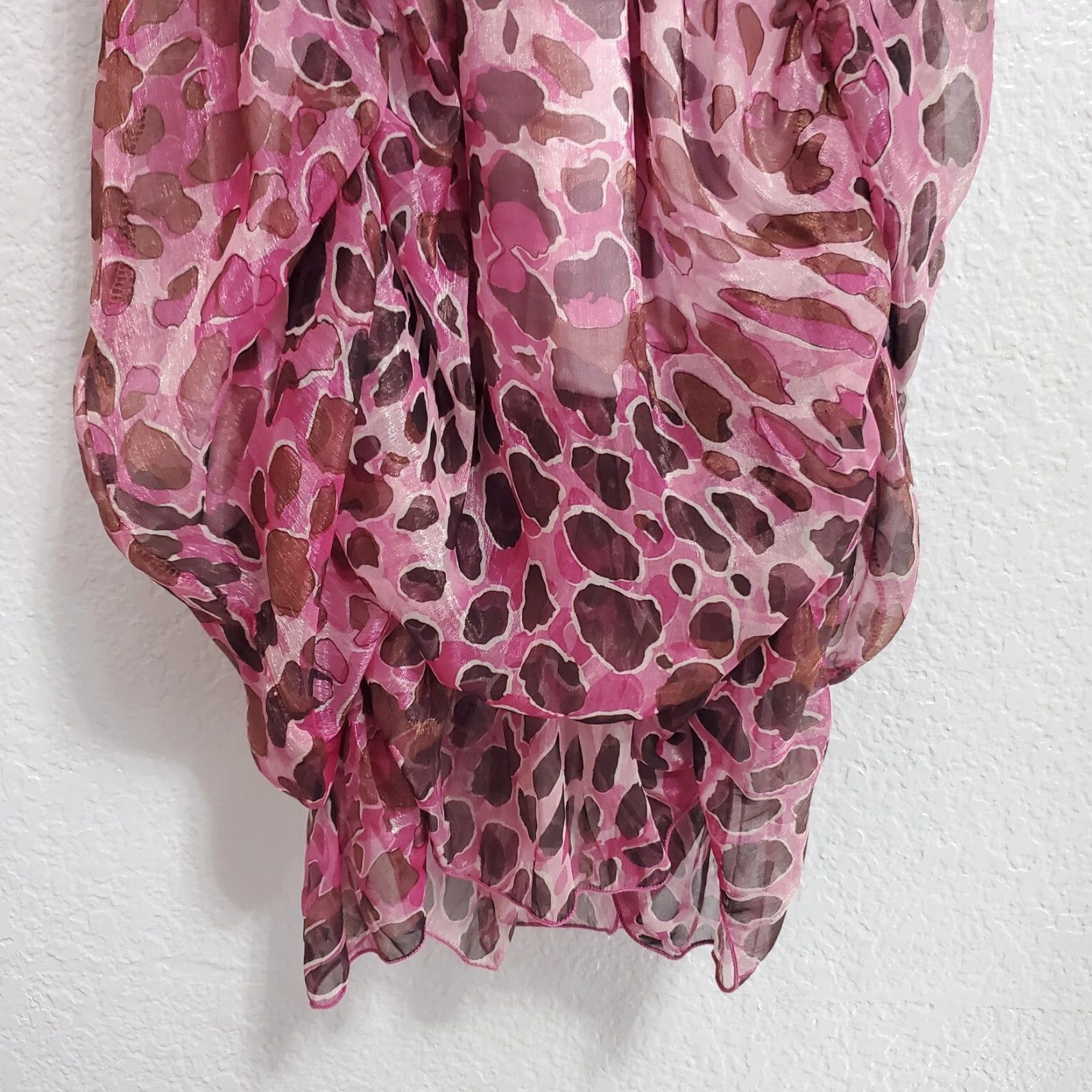 Vintage VINTAGE OB2-12 Dress Womens M Pink Animal Print Ruffle Bubble Hem Sleeveless Size M / US 6-8 / IT 42-44 - 6 Thumbnail