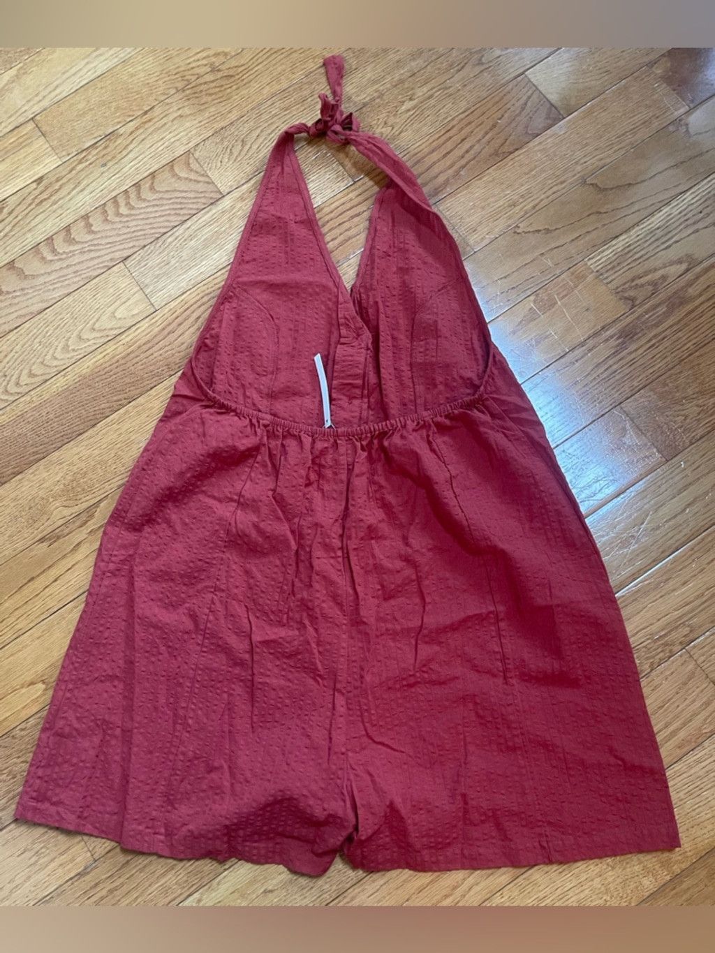 Asos ASOS Rust Red Seersucker Halter Romper Cotton Sz 12 Beach Size 34" / US 12 / IT 48 - 3 Thumbnail