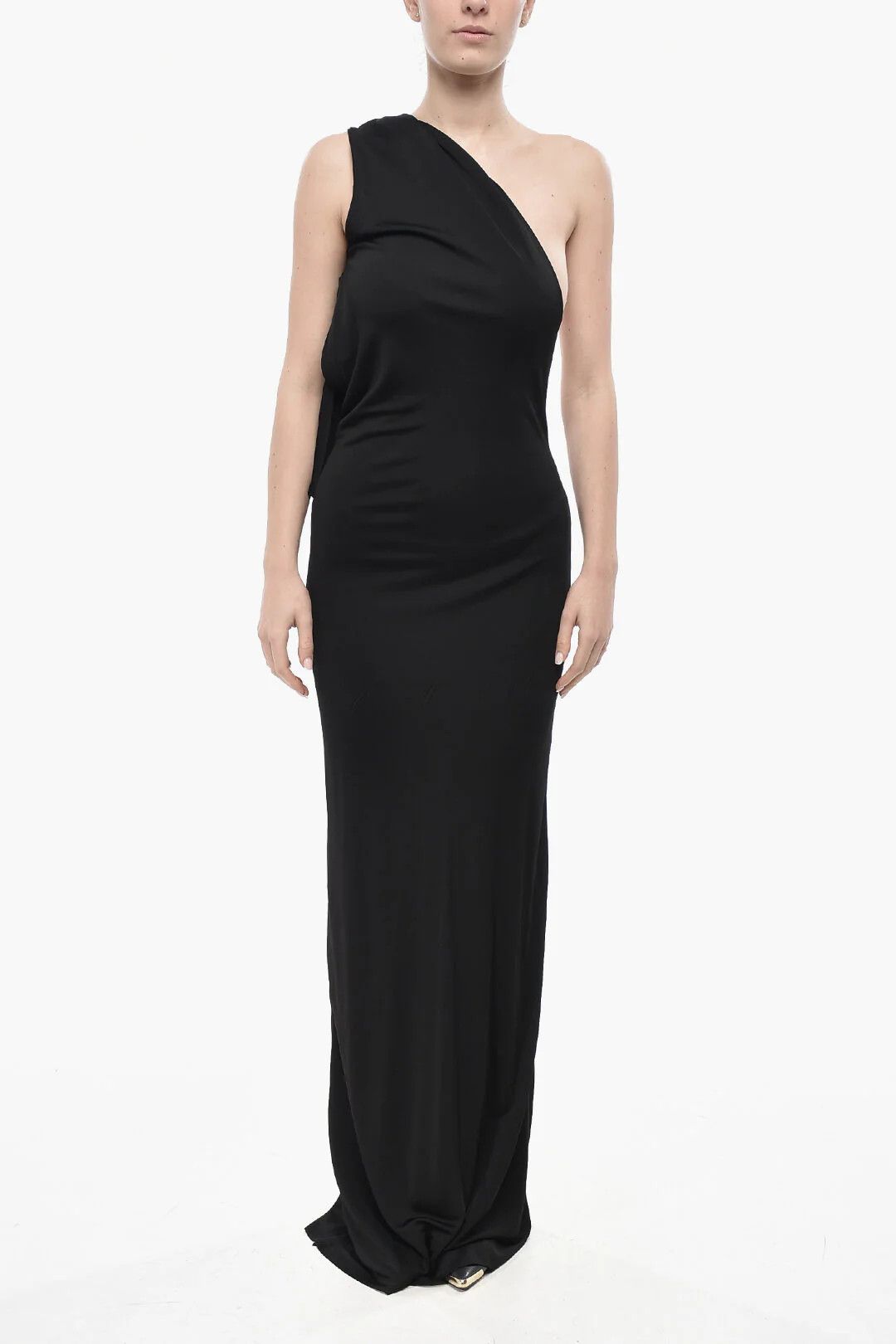 KHAITE og1mm0426 Viscose Flared Dress in Black Size M / US 6-8 / IT 42-44 - 1 Thumbnail