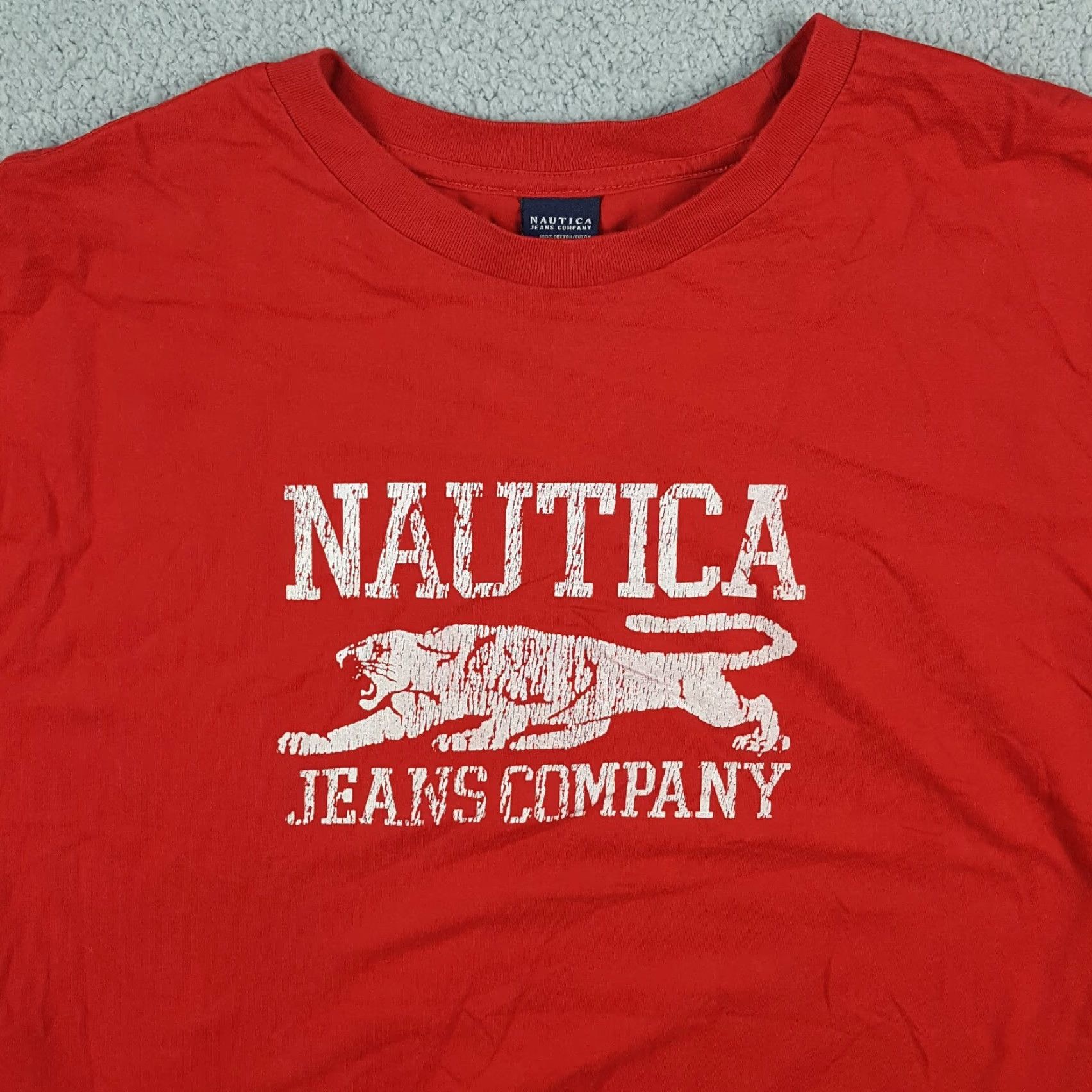 Nautica VINTAGE NAUTICA Jean Company Leopard Logo T-Shirt Men's XL Red Y2K Retro Outdoor Size US XL / EU 56 / 4 - 2 Thumbnail