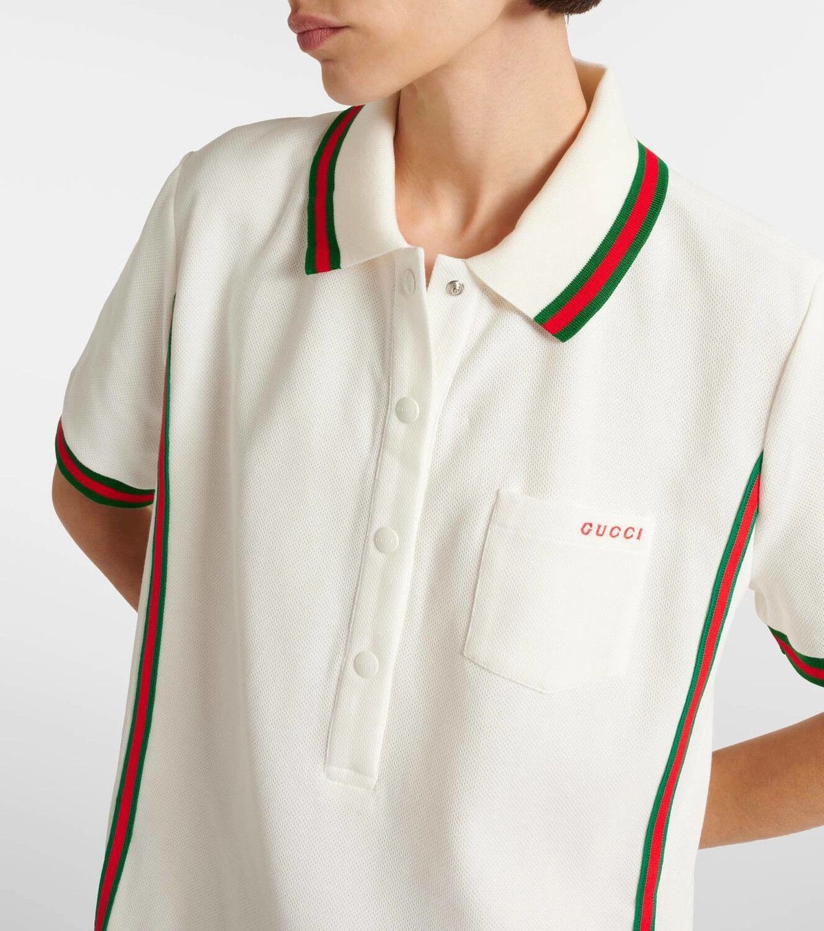 Gucci o1la5ras0526 Cotton Crepe Piquet Polo Dress in White Size XXS / US 00 / IT 34 - 4 Thumbnail