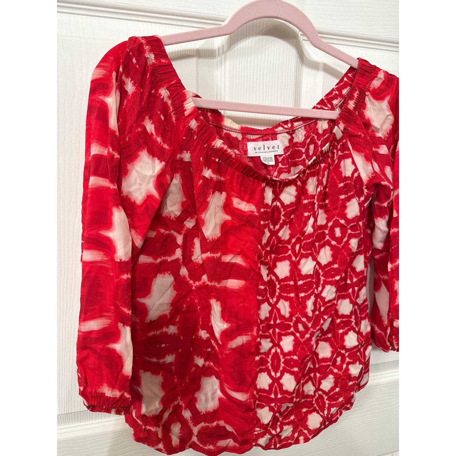 Velvet Velvet by Graham & Spencer Red Boho Off the Shoulder Top, S Size S / US 4 / IT 40 - 1 Thumbnail