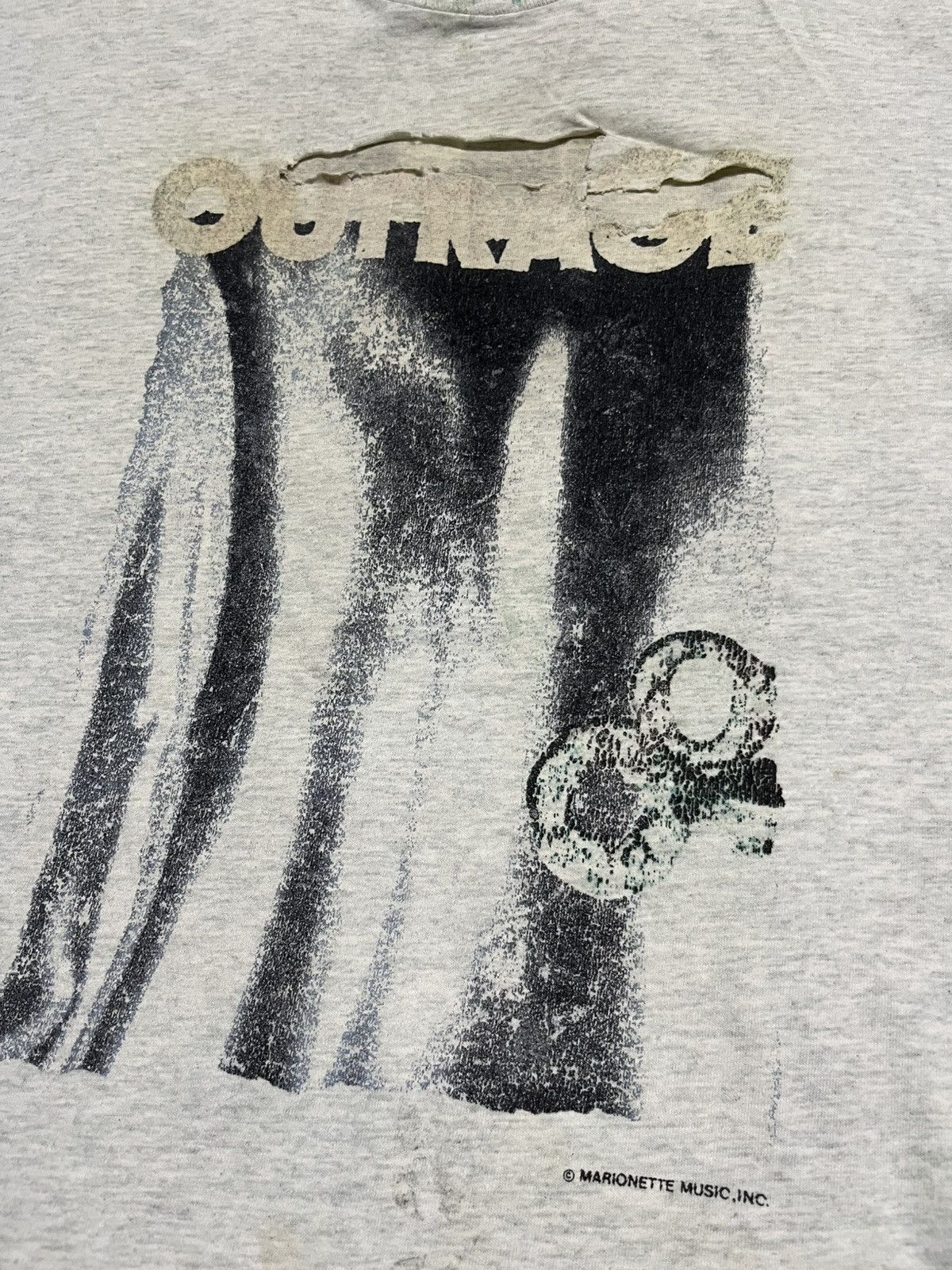 Band Tees Rare Vintage 1993 Outrage Spit Tour Distressed Band T-Shirt Size US L / EU 52-54 / 3 - 3 Thumbnail