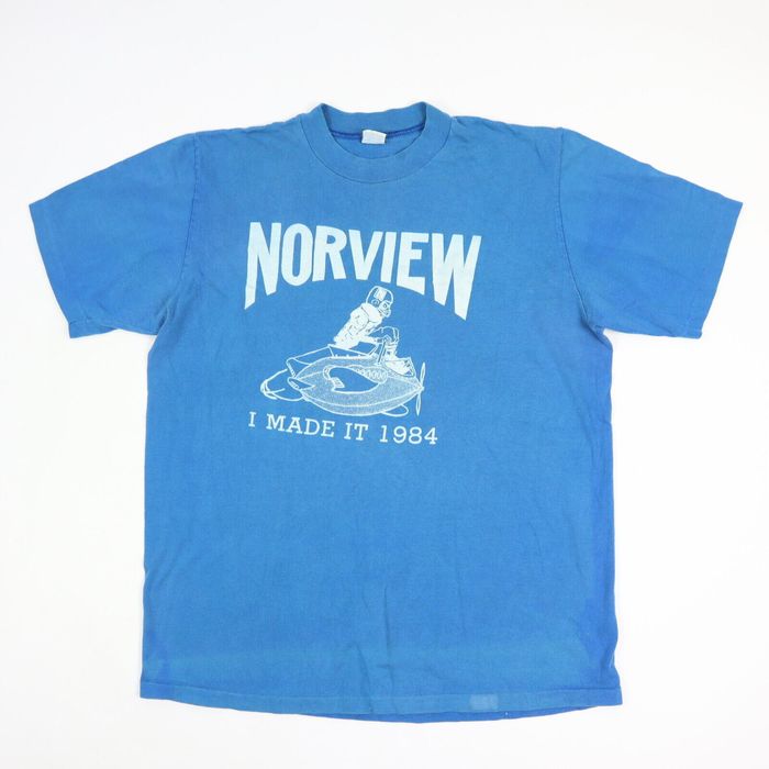 Vintage Vtg 80s Norview Single Stitch T-Shirt Funny Football Theme 