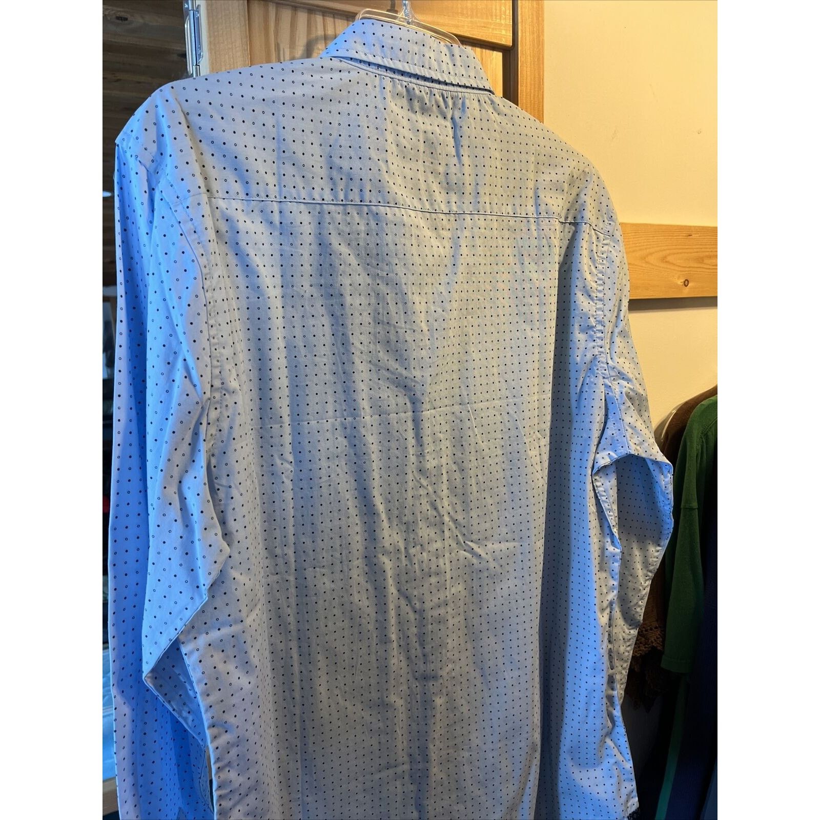 Other Level Ten Men's L Blue Polka Dot Button Down LS Cotton Shirt Size US L / EU 52-54 / 3 - 15 Thumbnail