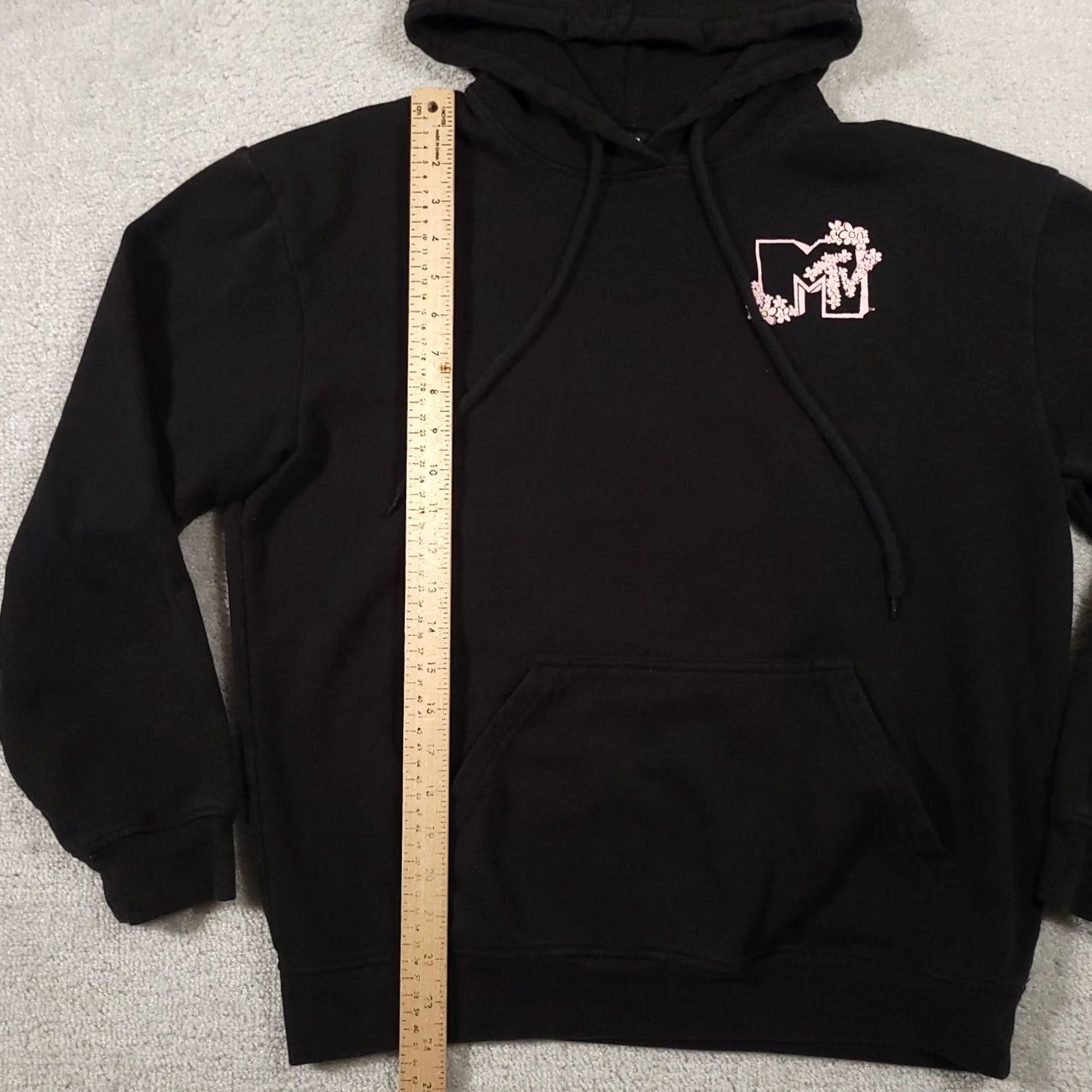 Vintage MTV Streetwear Hoodie Womens Medium Black Shimmer Floral Graphic Sweatshirt Size M / US 6-8 / IT 42-44 - 7 Thumbnail