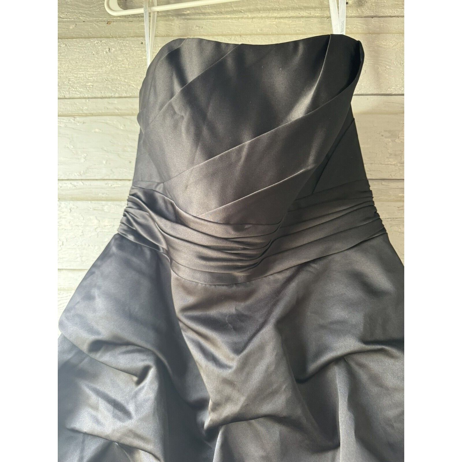 Other David’s Bridal Style 84091 Black Bubble Tack Satin Strapless Size L / US 10 / IT 46 - 2 Thumbnail