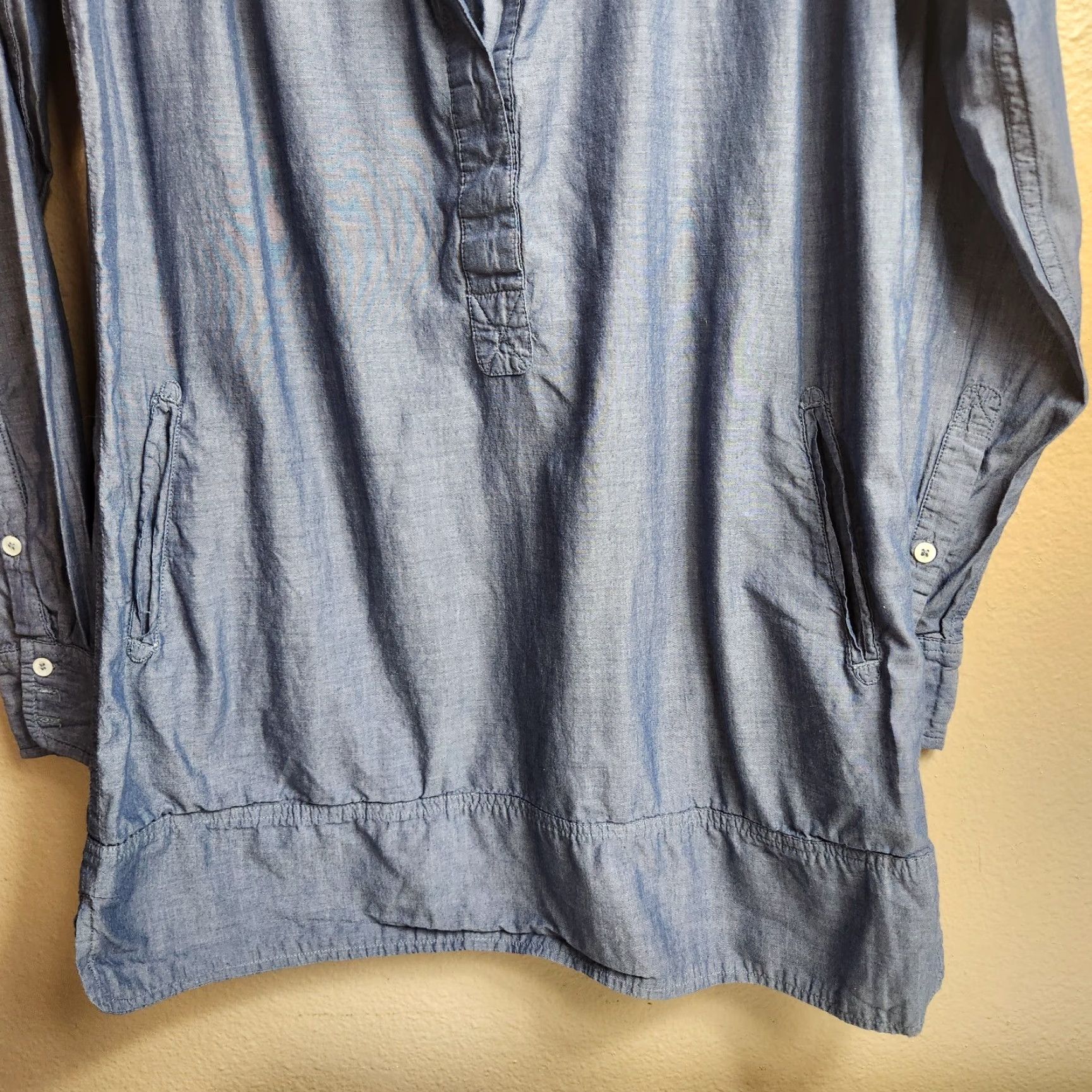 Vintage Andrea Jovine Blouse Tunic Womens Cotton Blue Chambray Pockets-Size S Size S / US 4 / IT 40 - 3 Thumbnail