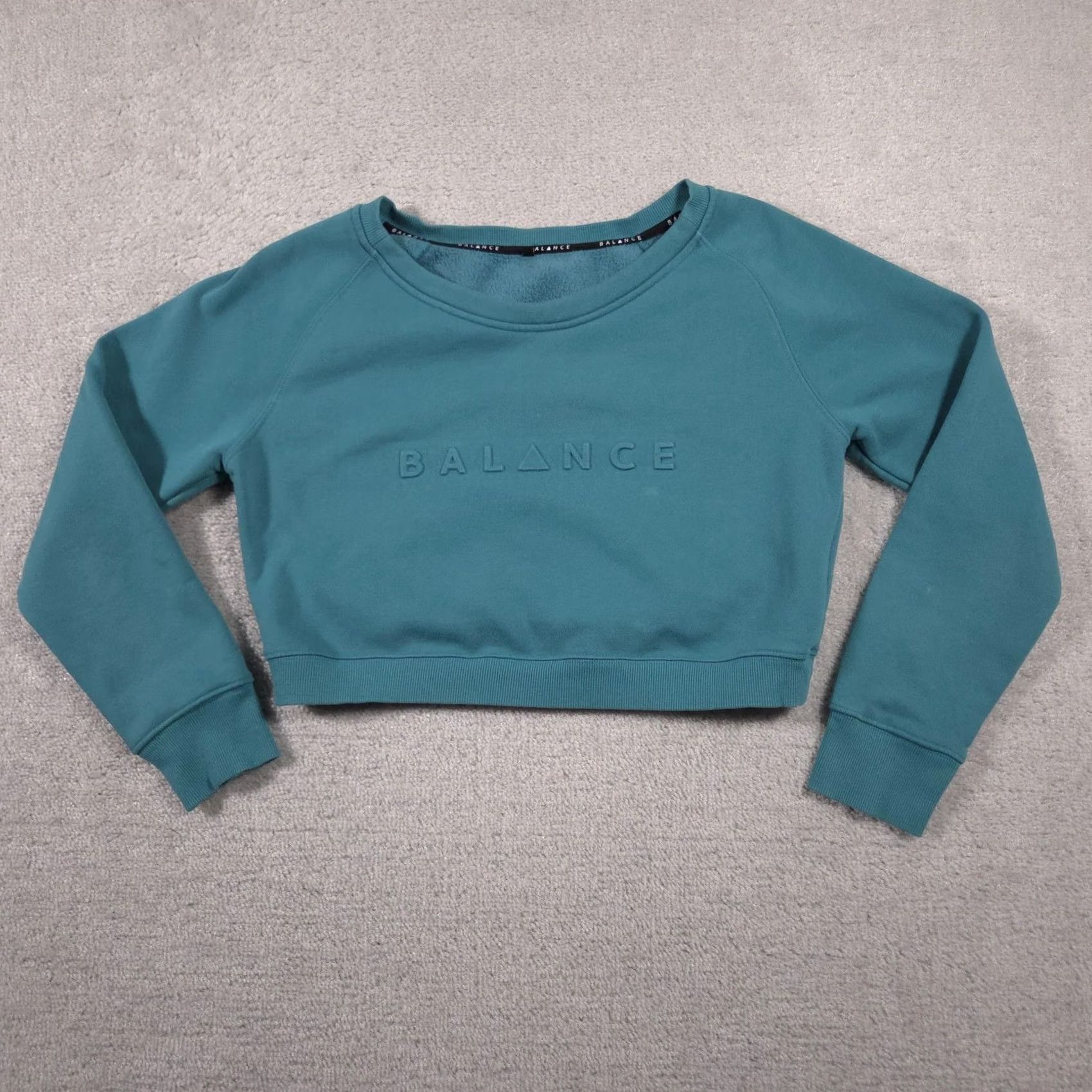 Logo 7 VINTAGE? Balance Athletica Sweatshirt Womens M Teal Cropped Crewneck Embossed Logo Size M / US 6-8 / IT 42-44 - 2 Thumbnail