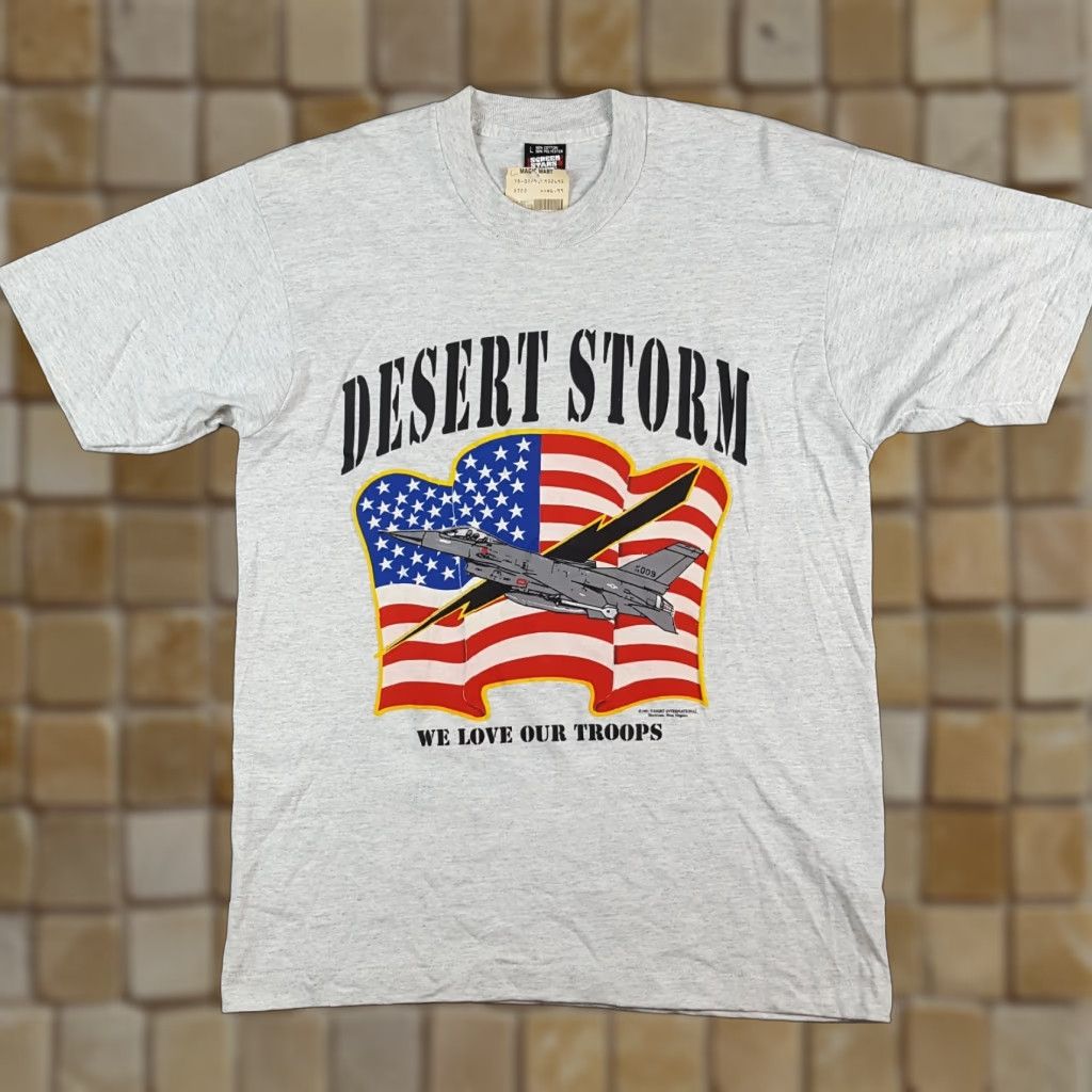 Vintage VINTAGE Desert Storm Military Fighter Jet T Shirt Army Air Force Gray Shirt L Screen Stars Best Mens 90s Military USA Embroidered Logo Size US L / EU 52-54 / 3 - 1 Thumbnail