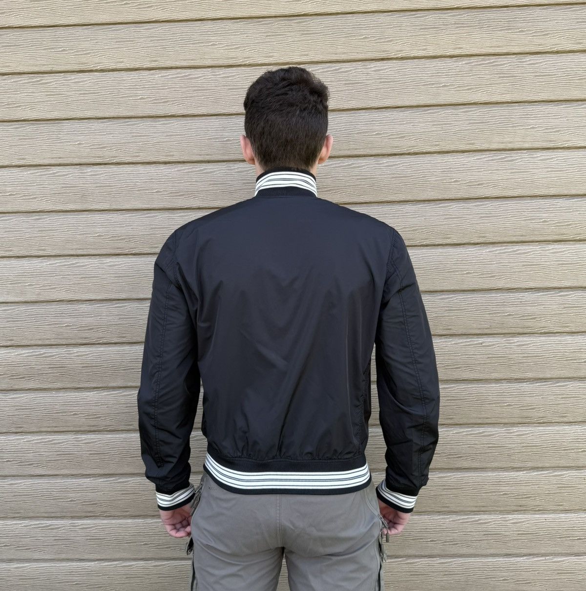 J.Lindeberg J Lindeberg Bomber Jacket Black Nylon Striped Trim Men M Size US M / EU 48-50 / 2 - 5 Thumbnail
