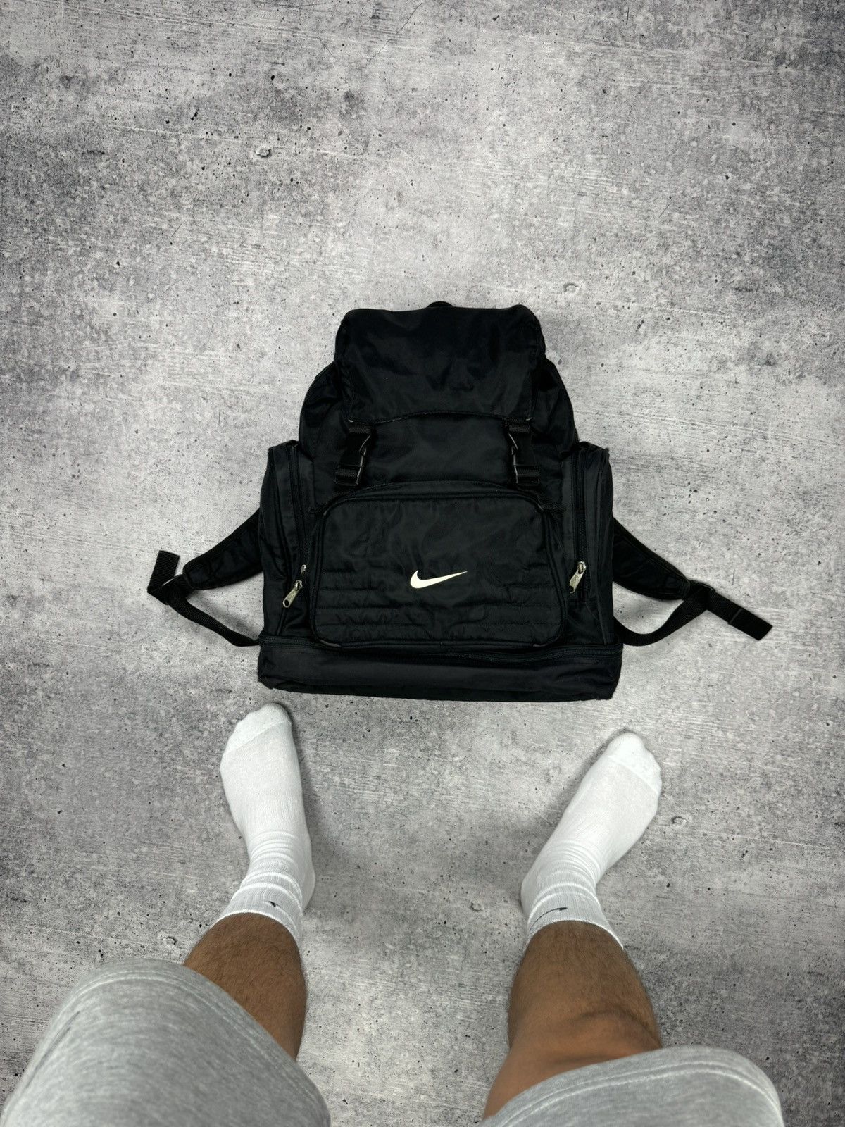 Nike × Vintage Vintage Nike 90’s Y2K Swoosh Logo Drill Archive Backpack Bag Size ONE SIZE - 2 Thumbnail