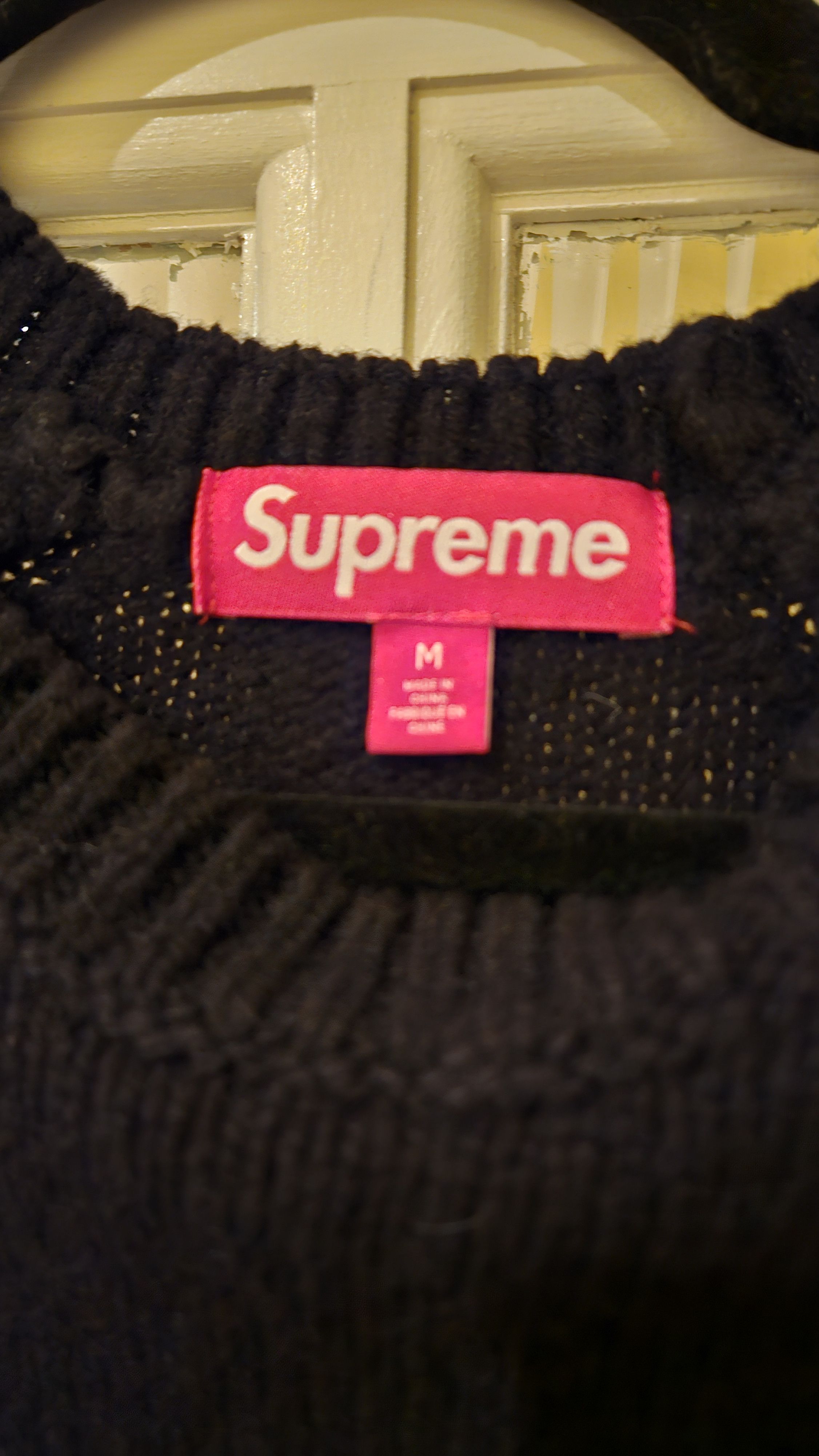 Supreme Flocked Logo Sweater Black