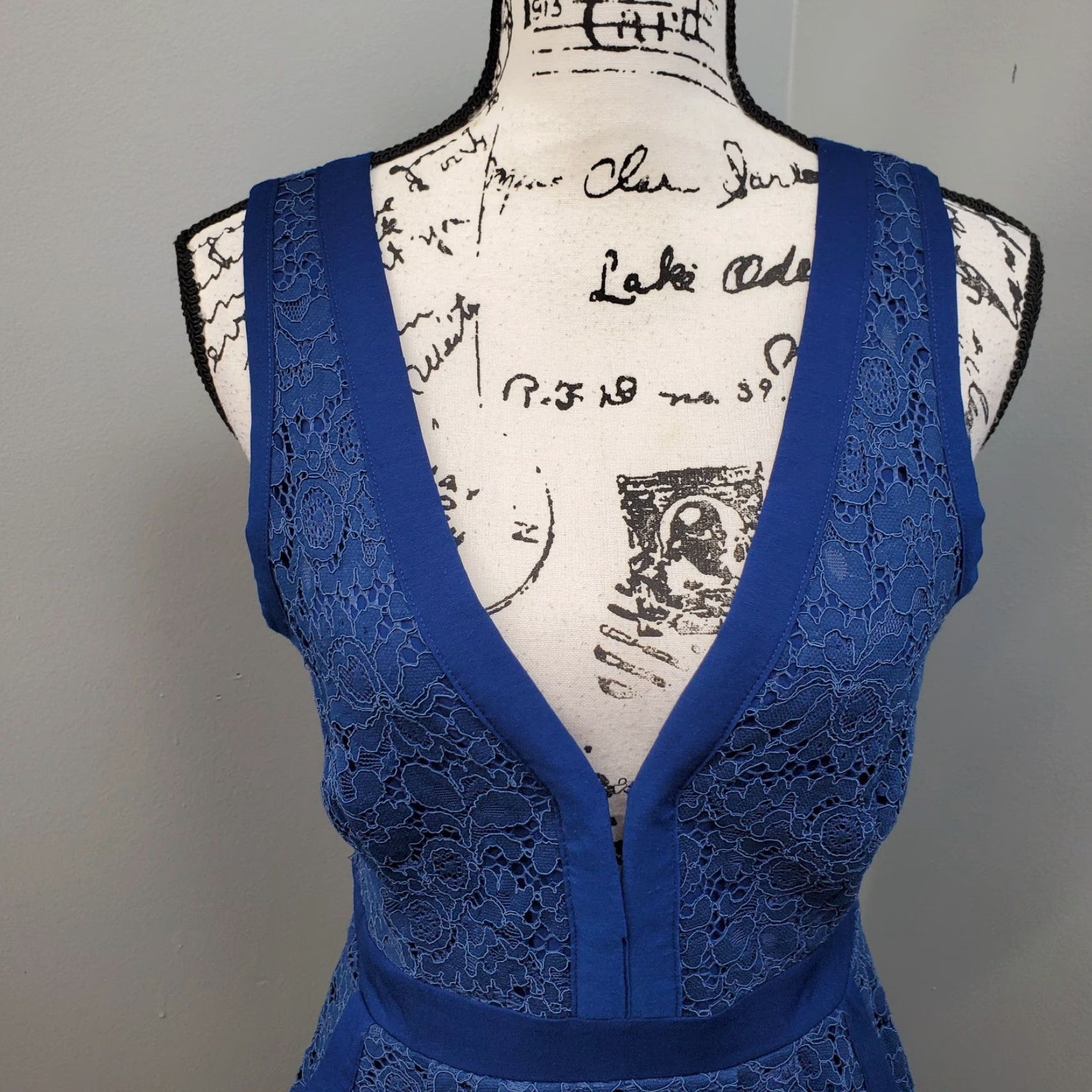 Free People Free People Dress Womens S Blue Lace Lined Plunge V Neck Cross Back Shirt Sleeveless Summer Casual Party/Cocktail Womens Size S Size S / US 4 / IT 40 - 3 Thumbnail