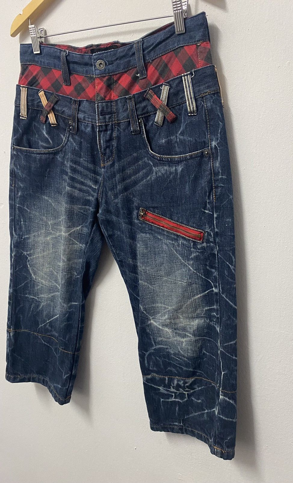 Japanese Brand Vintage Nylaus 3rd Quater Double Waist Jeans Size US 33 - 3 Thumbnail