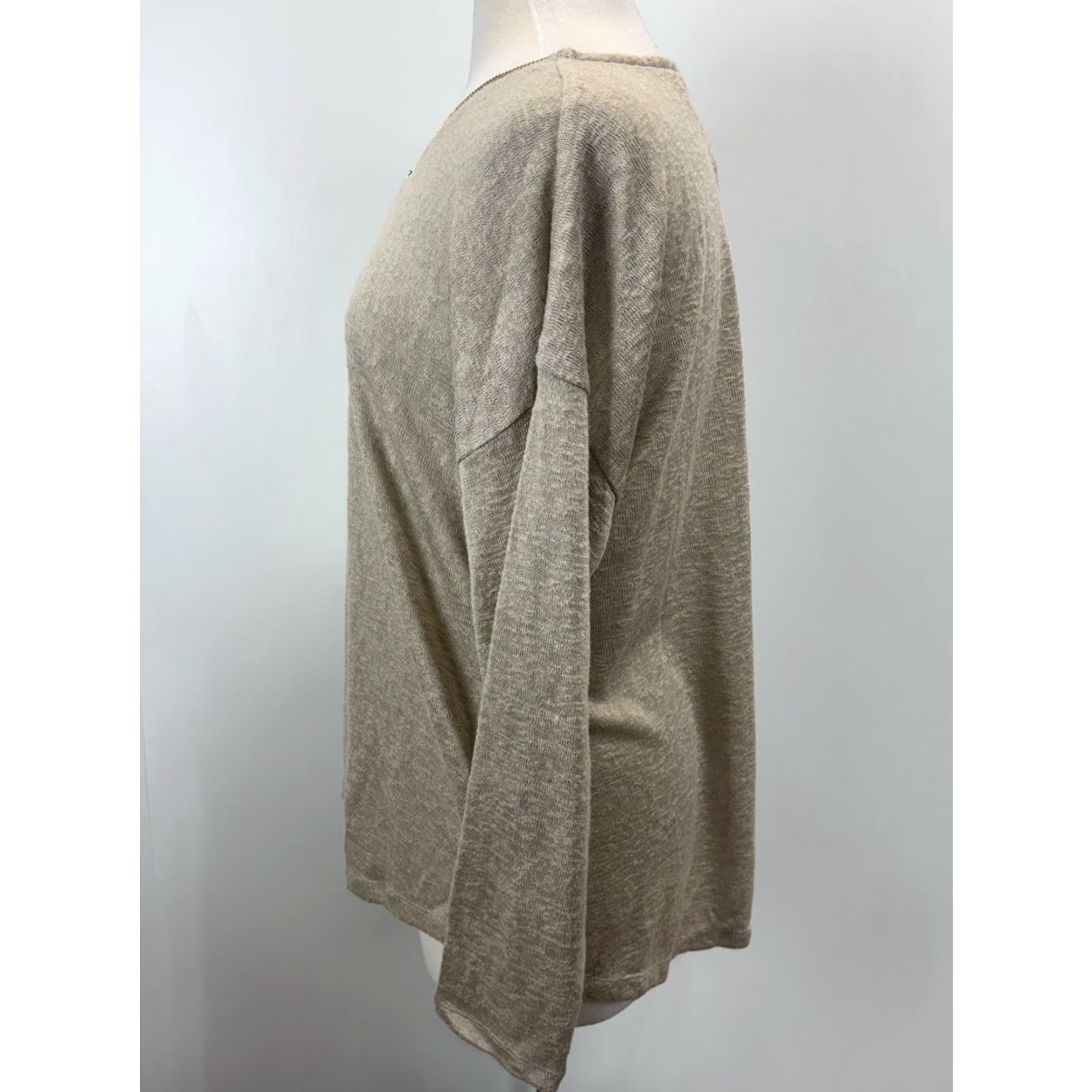 Soft Surroundings NEW! Soft Surroundings Stone Valentina Zip Slub Jersey Knit Sweater Sz 1X Plus Size XL / US 12-14 / IT 48-50 - 2 Thumbnail