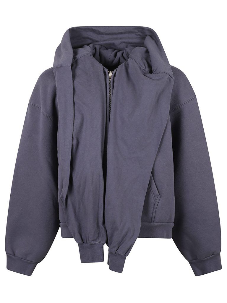 Balenciaga o1rbi211225 Zip Up Long Sleeved Hoodie in Washed Blue Size US L / EU 52-54 / 3 - 1 Thumbnail