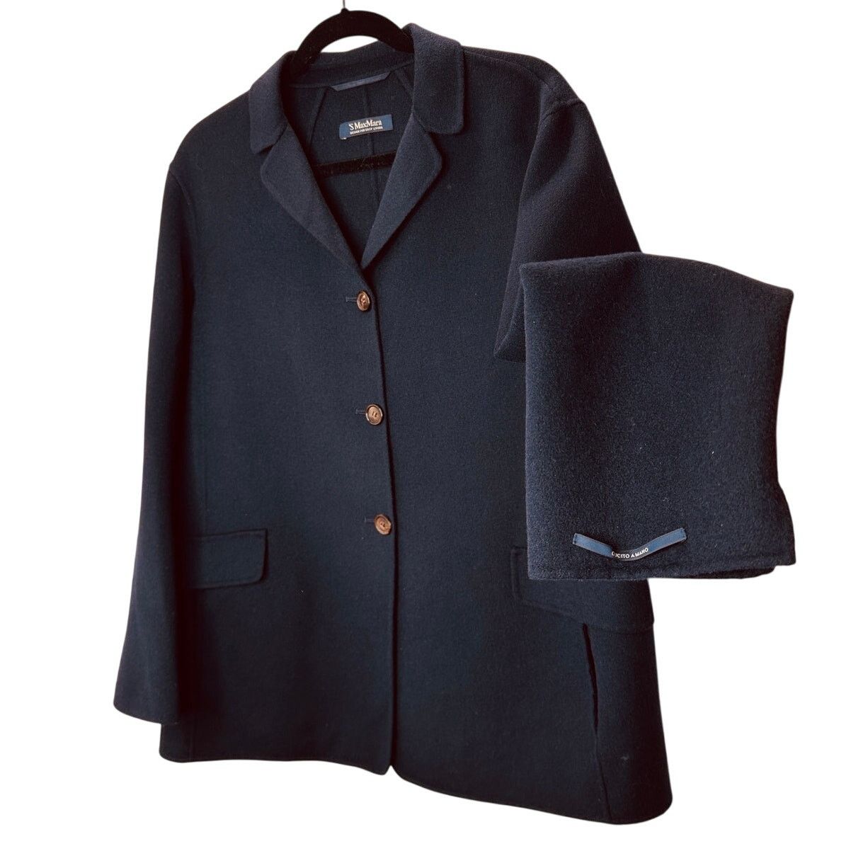 Max Mara S MaxMara Cucio Amano Navy Angora Wool 3-Button Blazer 12 Size XL / US 12-14 / IT 48-50 - 1 Thumbnail