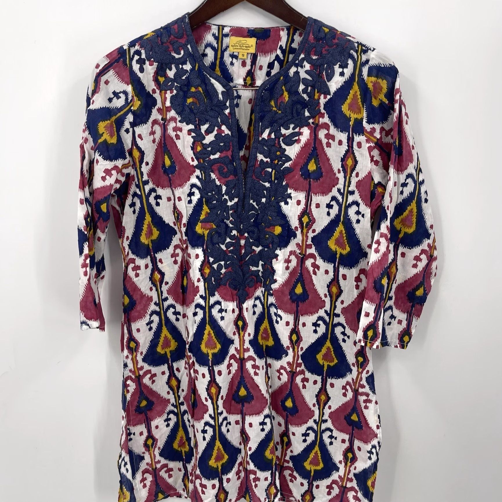 Vintage **Roberta Roller Rabbit Geometric Blue Women's Small Tunic Dress** Roberta Roller Rabbit Geometric Blue Women's Small Tunic Dress Size S / US 4 / IT 40 - 2 Thumbnail