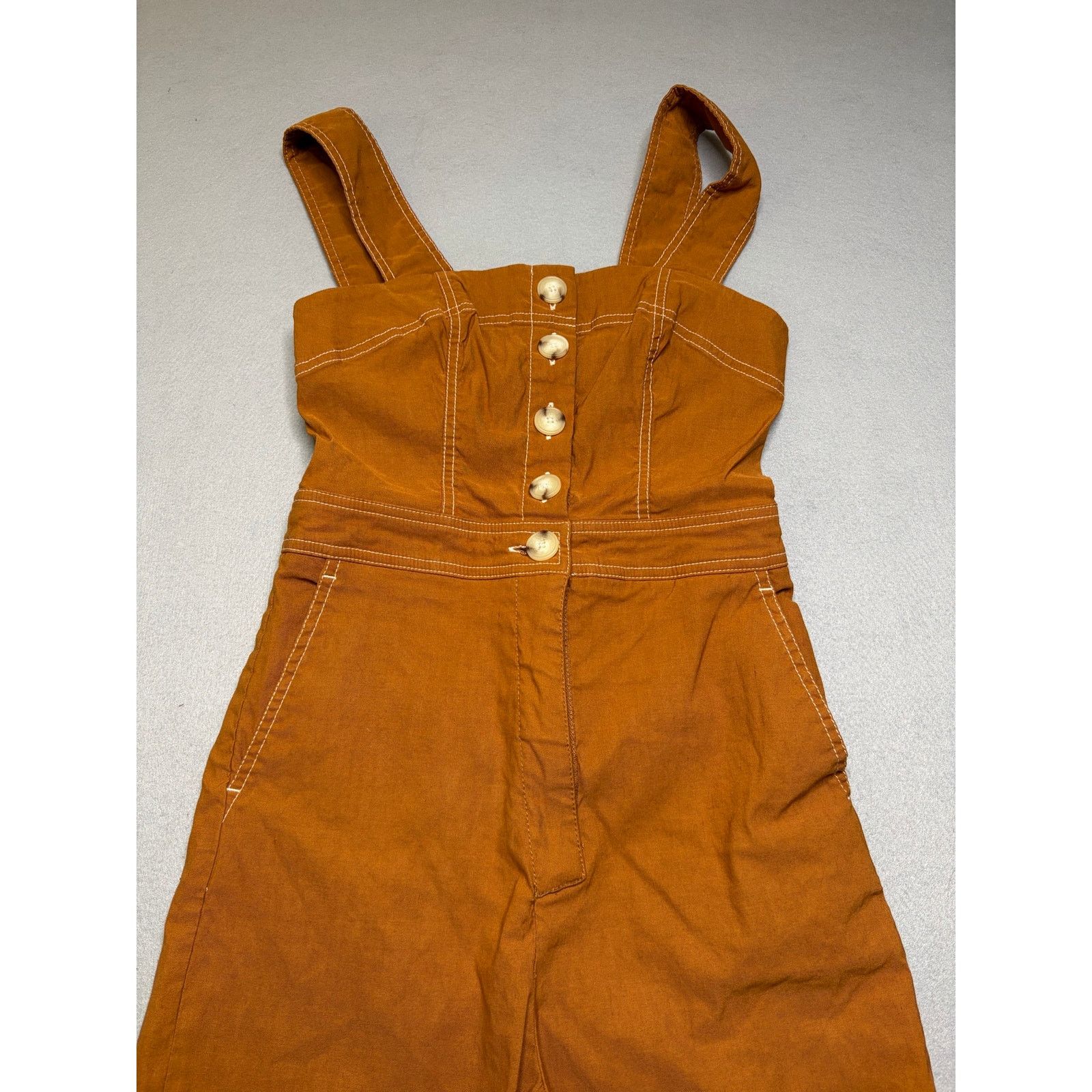 Anthropologie Maeve Anthropologie The Colette Jumpsuit Womens US 0 Brown Size 25" / US 0 / IT 36 - 12 Thumbnail