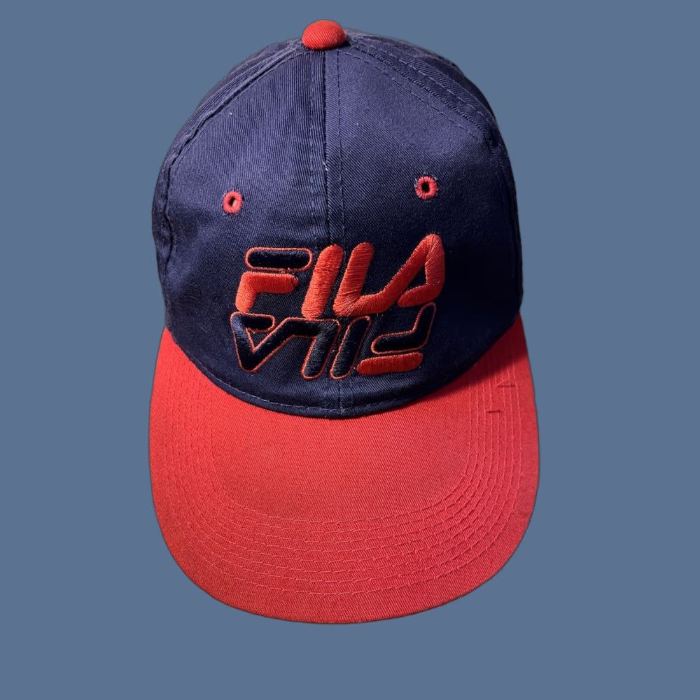 Fila VINTAGE FILA Snapback Hat Cap Blue 90s Mens One Size Adjustable Twill Spell Out Size ONE SIZE - 1 Thumbnail