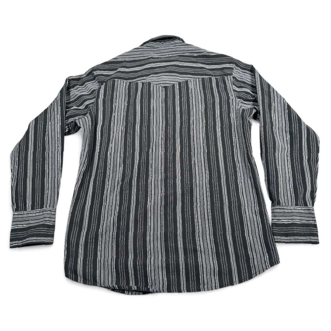 Wrangler VINTAGE Wrangler Western Shirt Adult MEDIUM Black Gray Silver Striped Pearl Snap Cowboy Shirt Mens Size US M / EU 48-50 / 2 - 3 Thumbnail