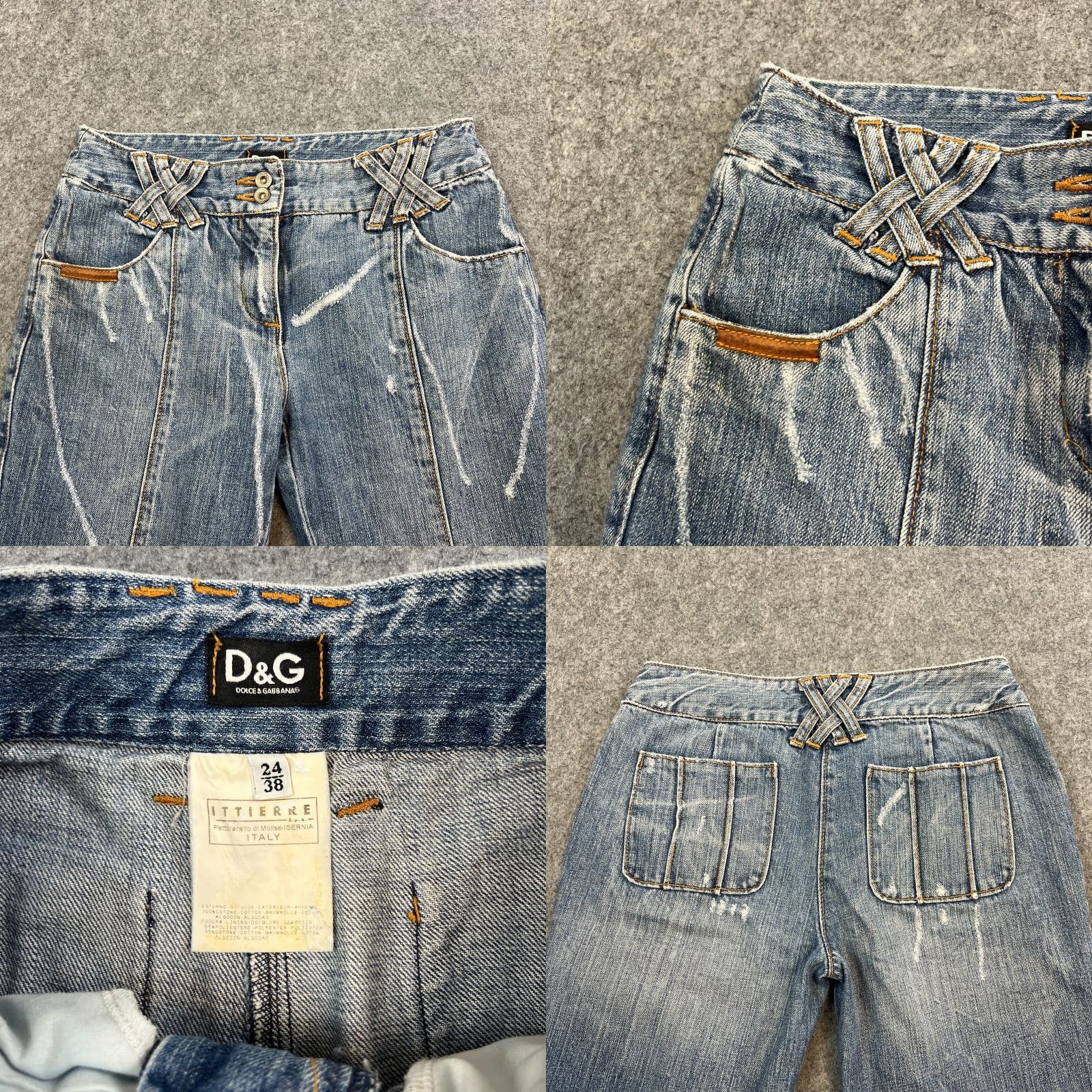 Dolce & Gabbana VINTAGE Dolce&Gabbana Jeans Bootcut Flare 24 32 UK 6 Low Rise Panel 5-Pocket Denim Blue Womens Jeans Size 28" / US 6 / IT 42 - 8 Thumbnail