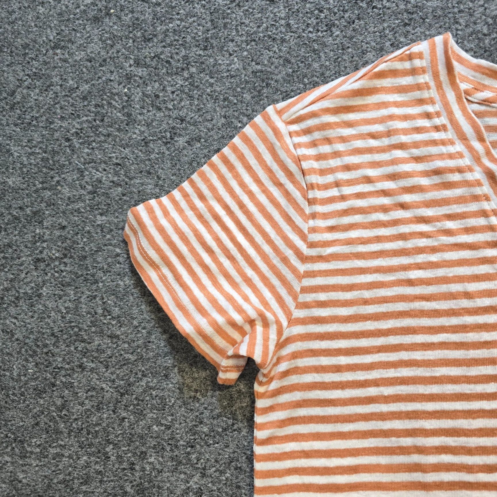 Vintage **Haven Orange White Striped Linen Women's XS T-Shirt** User: **Haven Women's XS Orange White Striped Linen T-Shirt** Size XS / US 0-2 / IT 36-38 - 4 Thumbnail