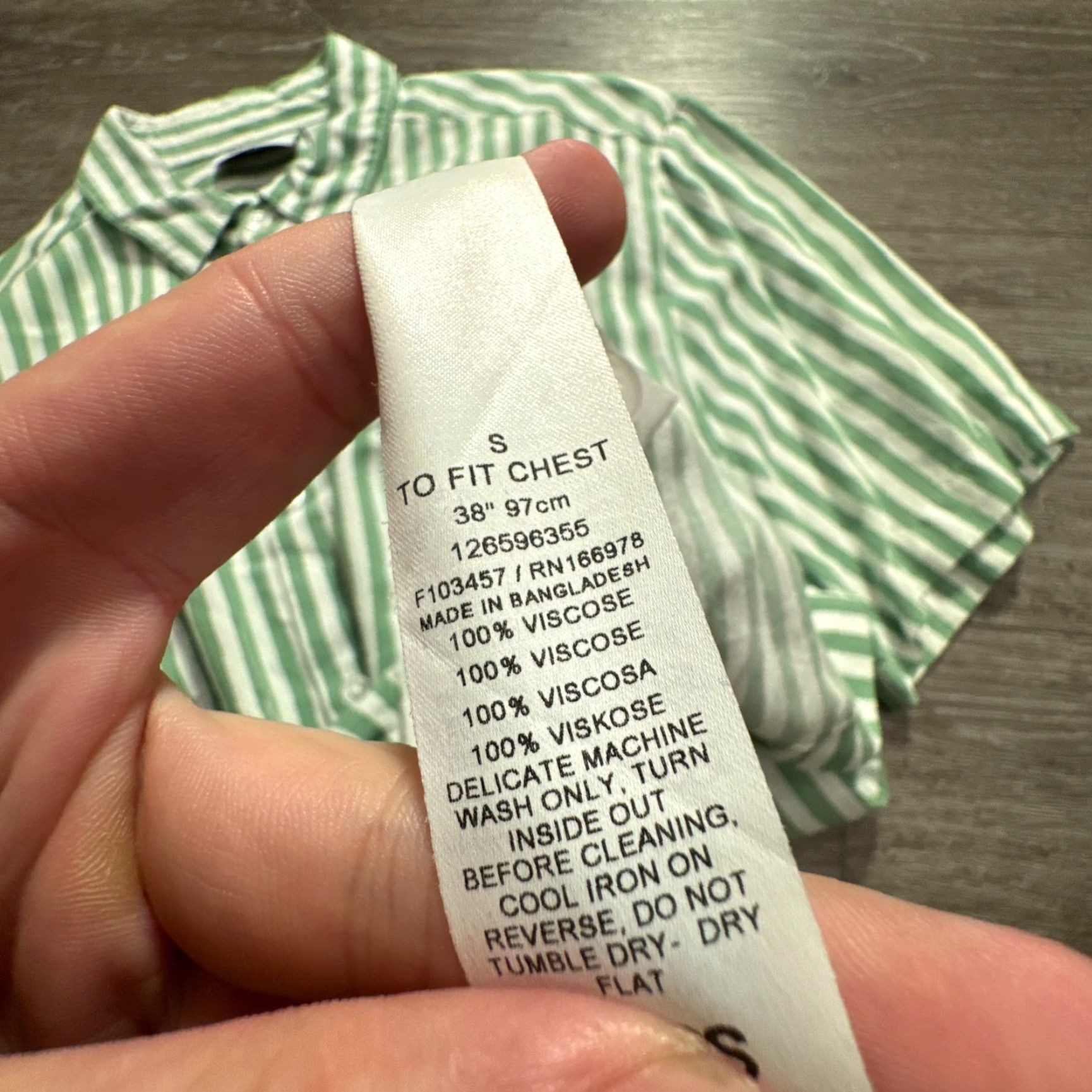 Asos ASOS Shirt Mens Small Green Stripe Viscose Short Sleeve Button UP Costal Adult Size US S / EU 44-46 / 1 - 4 Thumbnail