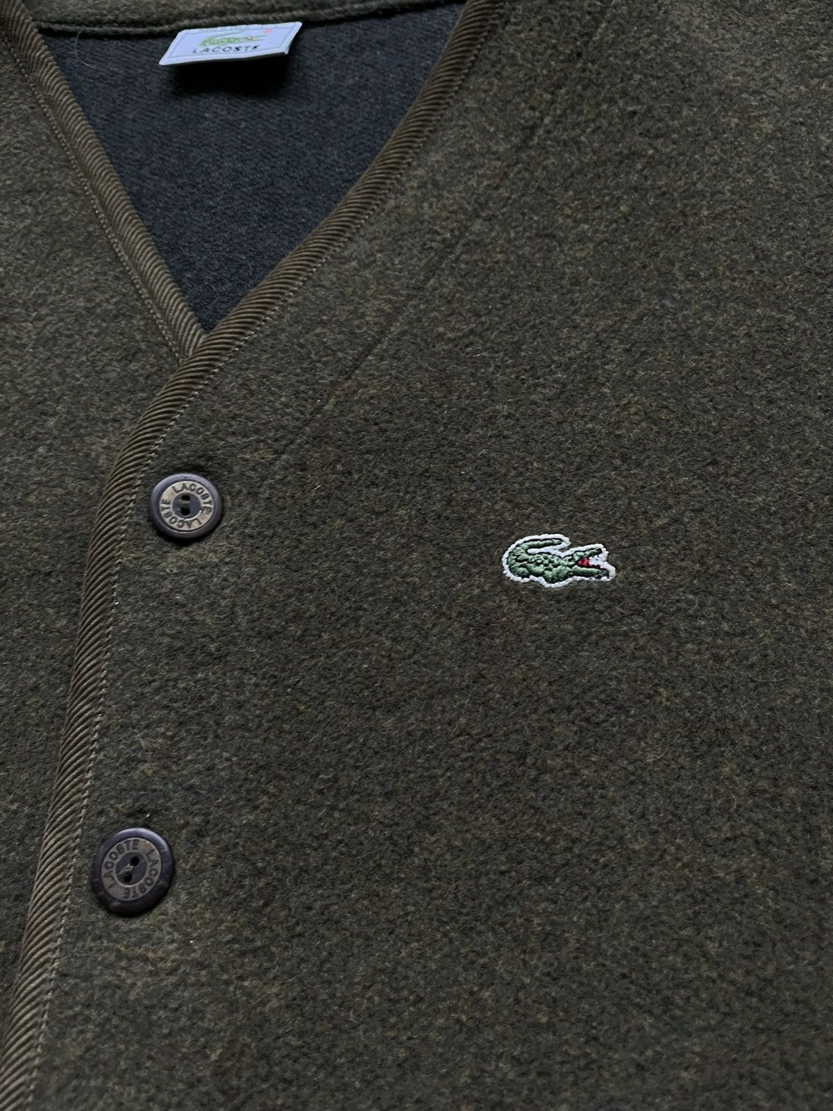 Lacoste × Vintage Vintage 00s Dark Green Lacoste Wool Sweater Button Up Vest Size US L / EU 52-54 / 3 - 5 Thumbnail