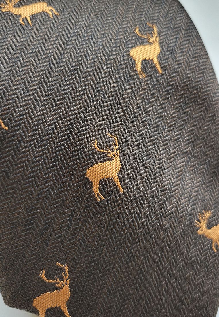 The Unbranded Brand Brown Deer Pattern Men Tie Necktie Size ONE SIZE - 4 Thumbnail