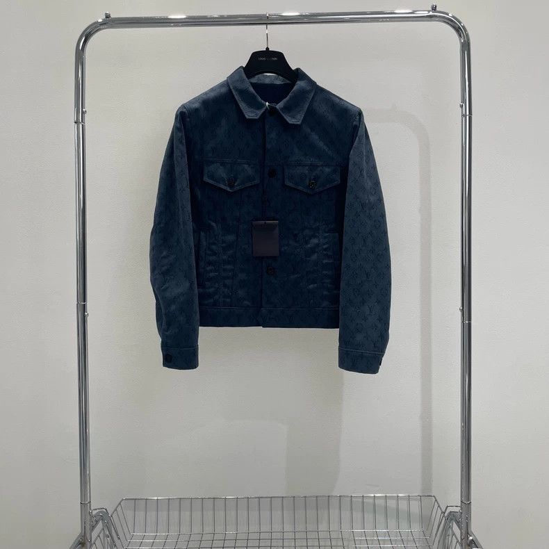 Louis Vuitton Louis Vuitton Blue denim jacket with full logo jacket 2501- Size US S / EU 44-46 / 1 - 1 Thumbnail