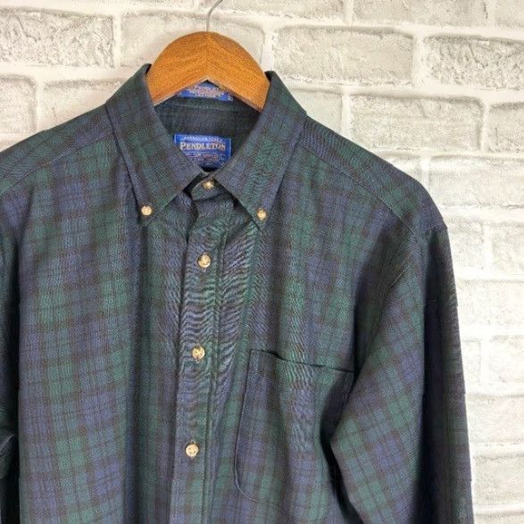 Pendleton Pendleton Shirt Button-Up Plaid Wool MEDIUM Men Regular Green Long Sleeve Chest Pocket Button-Down Vintage/Outdoor Size US M / EU 48-50 / 2 - 2 Thumbnail