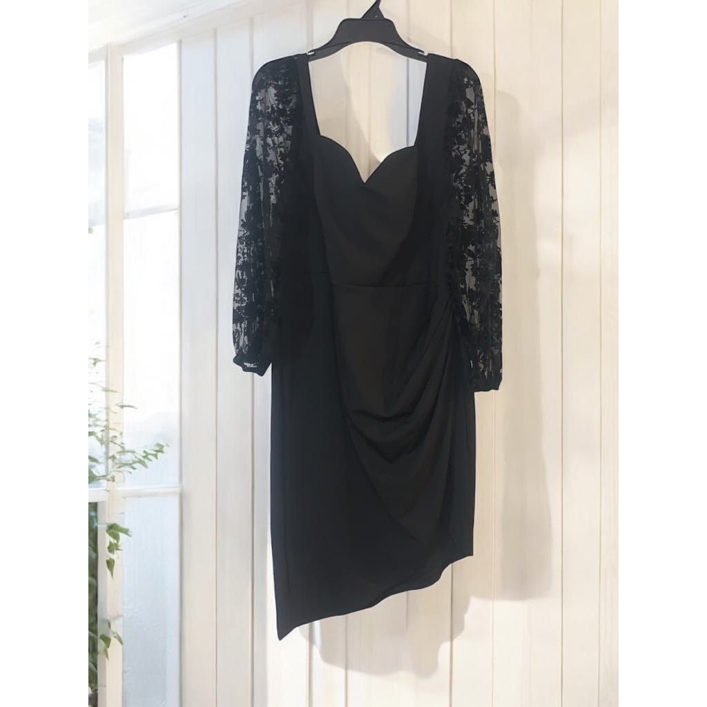 Other Asymmetric Formal Dress Black Long 3/4 Sleeve Lace 2XL Women Size XXL / US 16-18 / IT 52-54 - 4 Thumbnail