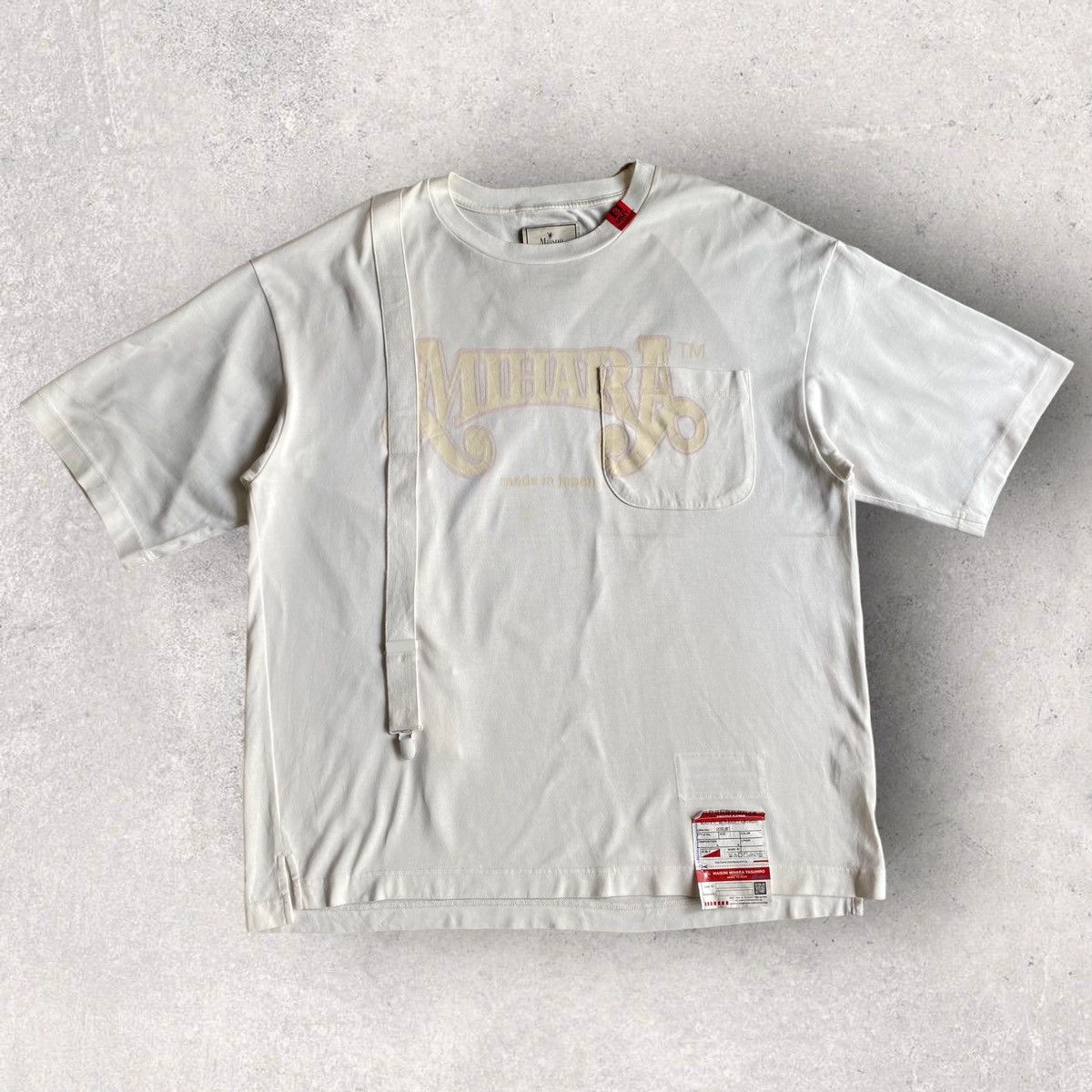 image of Maison Mihara Yasuhiro x Miharayasuhiro Suspender Oversize T Shirt in White, Men's (Size Large)