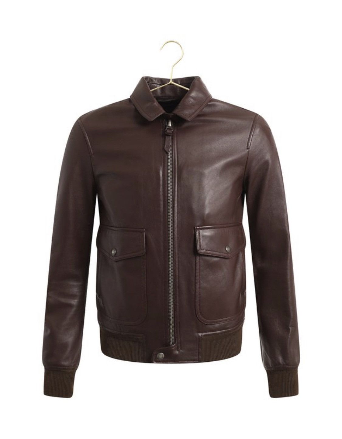 image of Tom Ford Leather Biker Pocket Detail Jacket Burgundy, Men's (Size Small)