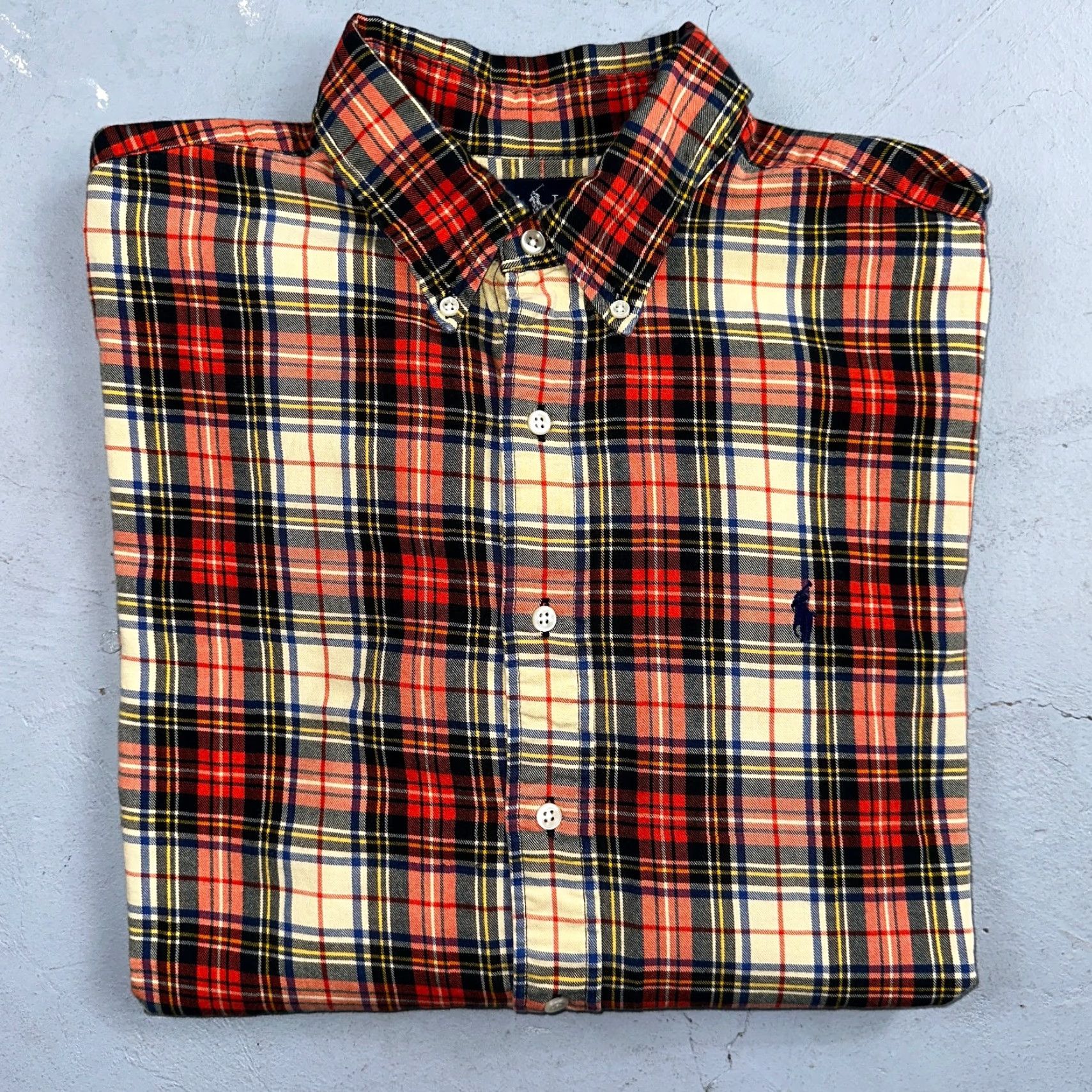 Ralph Lauren Ralph Lauren Classic Fit Shirt Plaid Button-Down XL Red Cotton Wool Blend Long Sleeve Mens Size US XL / EU 56 / 4 - 2 Thumbnail