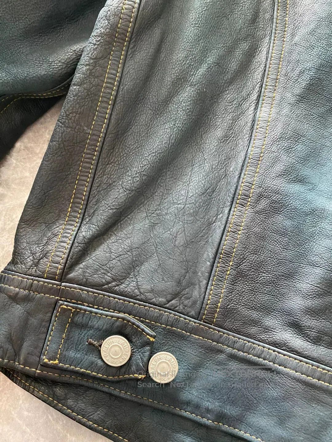 RRL Ralph Lauren women's blue dye leather jacket. Size XS / US 0-2 / IT 36-38 - 5 Thumbnail