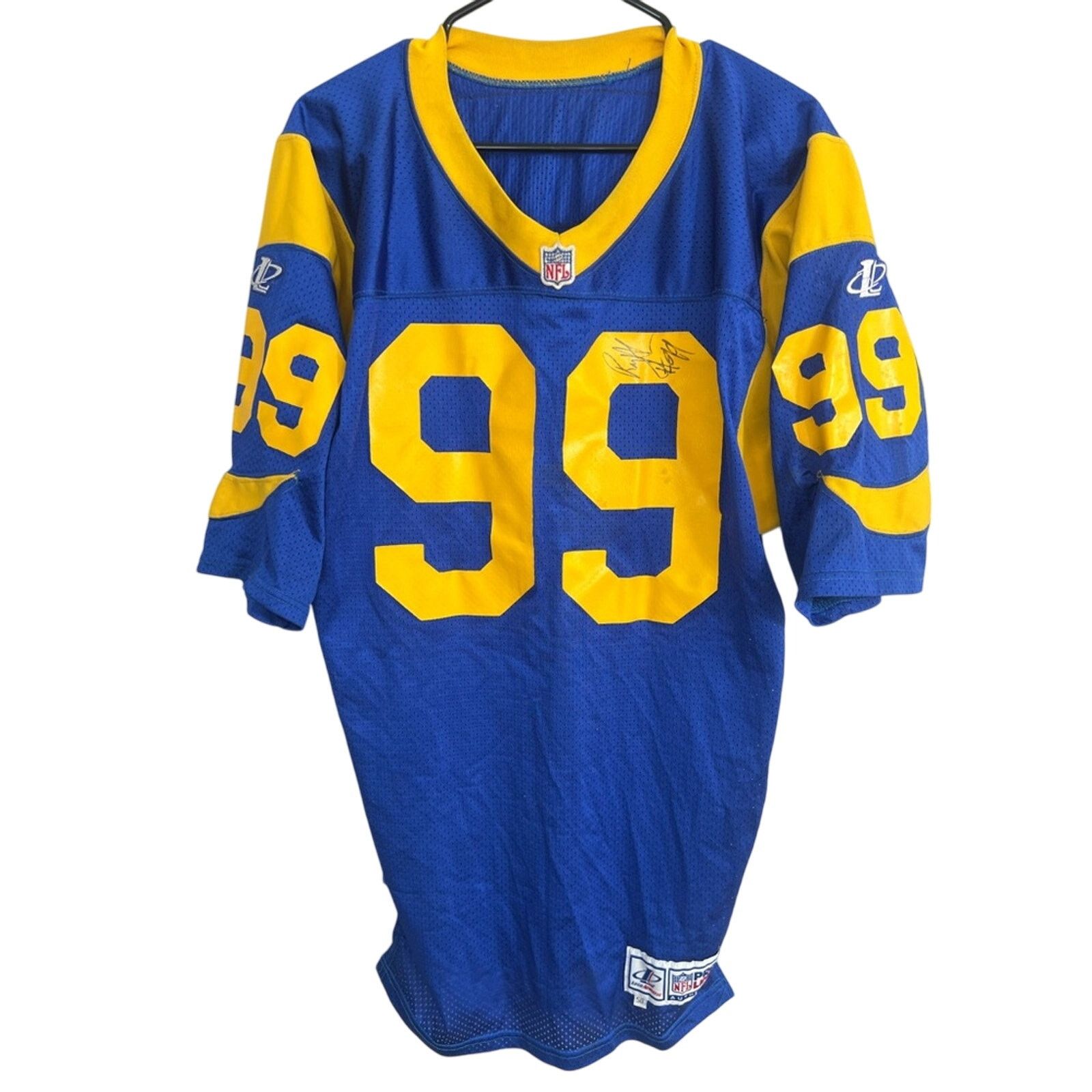 Logo Athletic 1998 Ray Agnew #99 Rams Game Worn Jersey w/ Autograph RARE Size US XXL / EU 58 / 5 - 1 Thumbnail