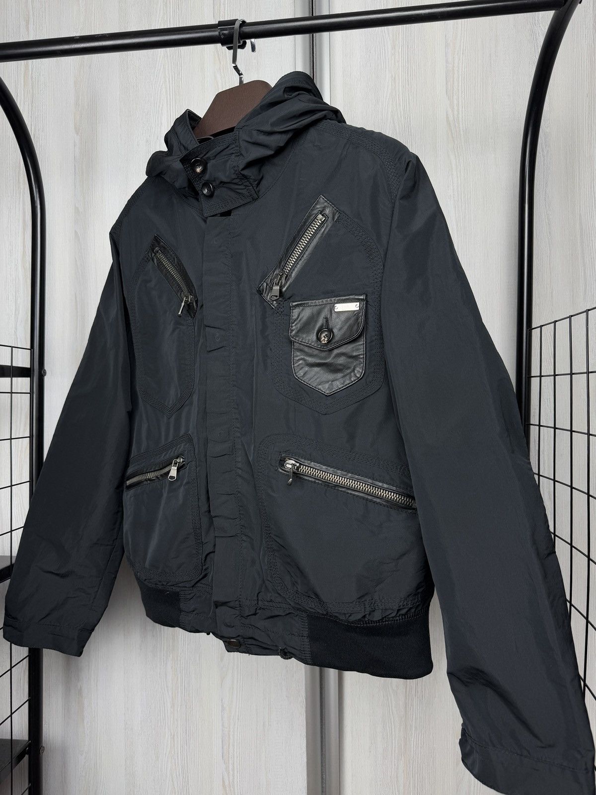 Pal Zileri Pal Zileri Lab black nylon leather multipocket hooded jacket Size US L / EU 52-54 / 3 - 5 Thumbnail