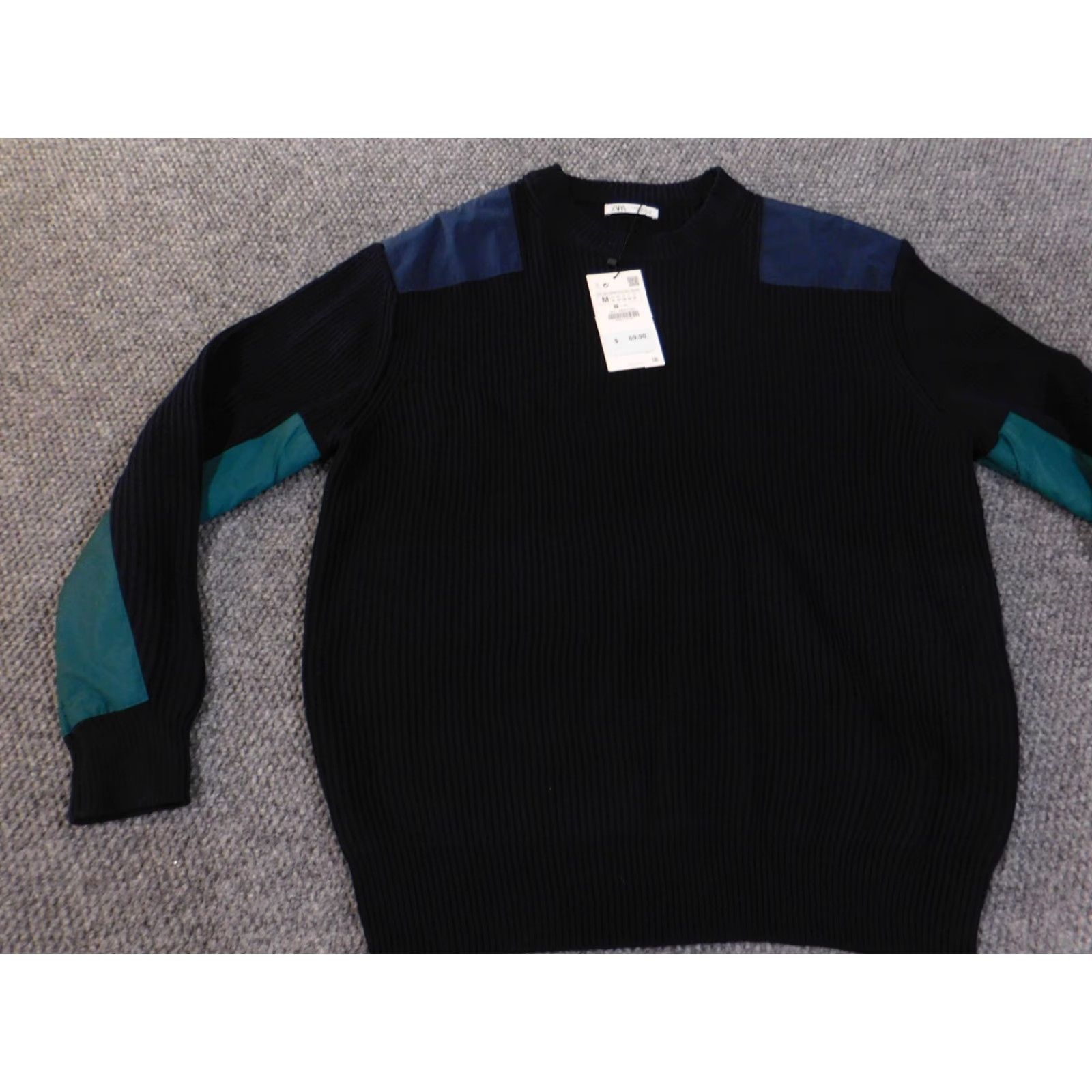 Zara Zara Sweater Men M Blue Crew Neck Pullover Wool Polyester City Knit Knitwear Cable-Knit Casual Modern Regular Size US M / EU 48-50 / 2 - 3 Thumbnail