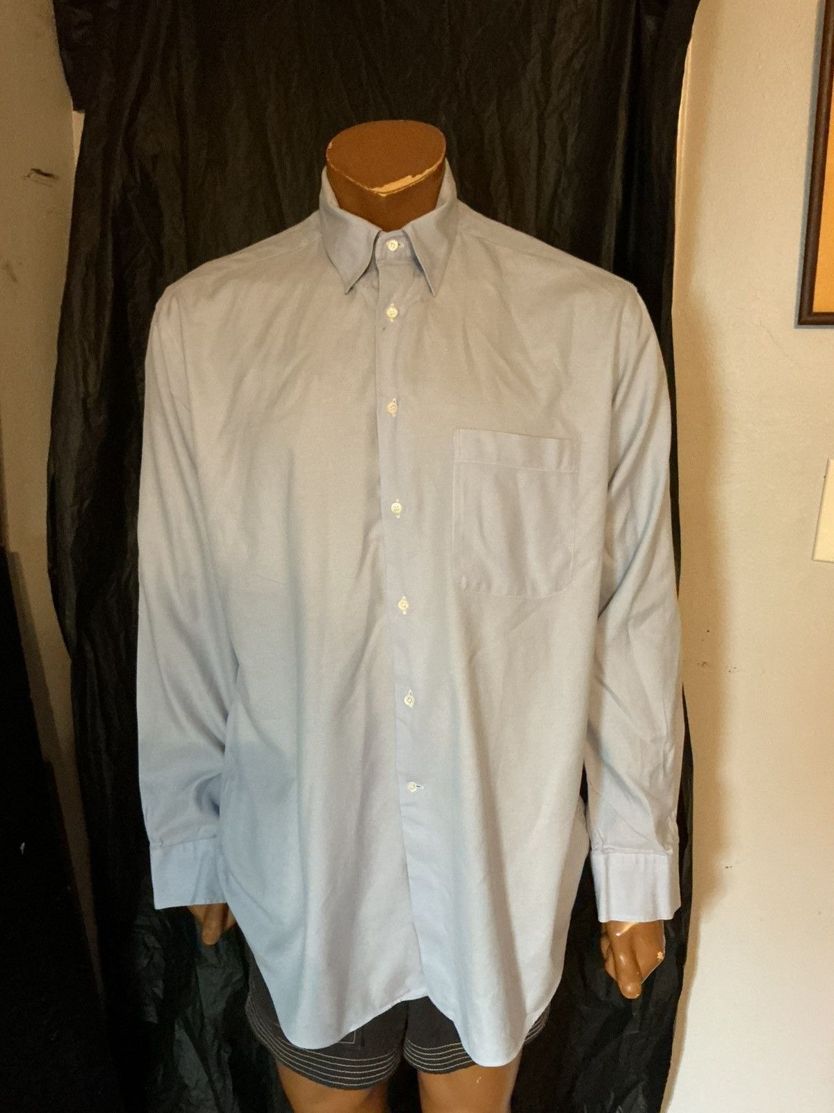 Armani Collezioni Armani Collezioni Made In Italy Blue Button Dress Shirt Size US XL / EU 56 / 4 - 14 Thumbnail
