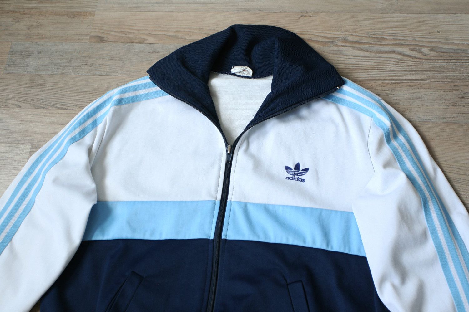 Adidas Vintage Adidas 80s Tracksuit Track Top Blue Stripes Jacket Size US S / EU 44-46 / 1 - 2 Thumbnail