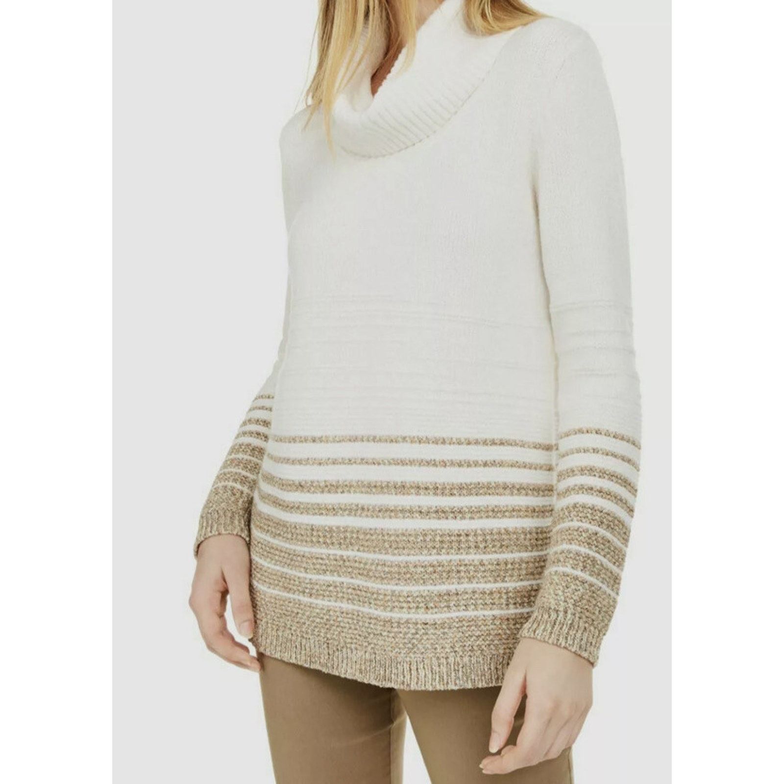 Calvin Klein NWT Calvin Klein Striped Turtleneck Stretch Size L A002097 Size L / US 10 / IT 46 - 1 Thumbnail