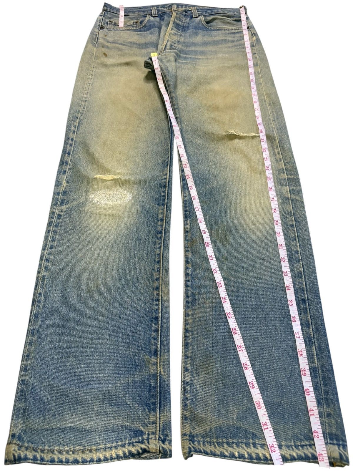 Levi's Vintage 80s Levis 501 Selvedge Mud Wash Jeans Button 524 Size US 32 / EU 48 - 12 Thumbnail