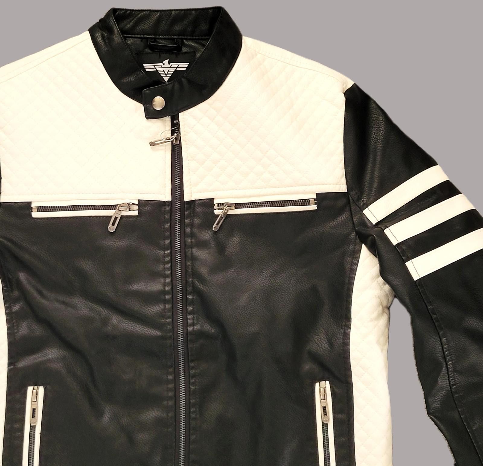 Other Men’s Large Moto Racer Black & White Pleather Jacket - NEW Size US L / EU 52-54 / 3 - 3 Thumbnail