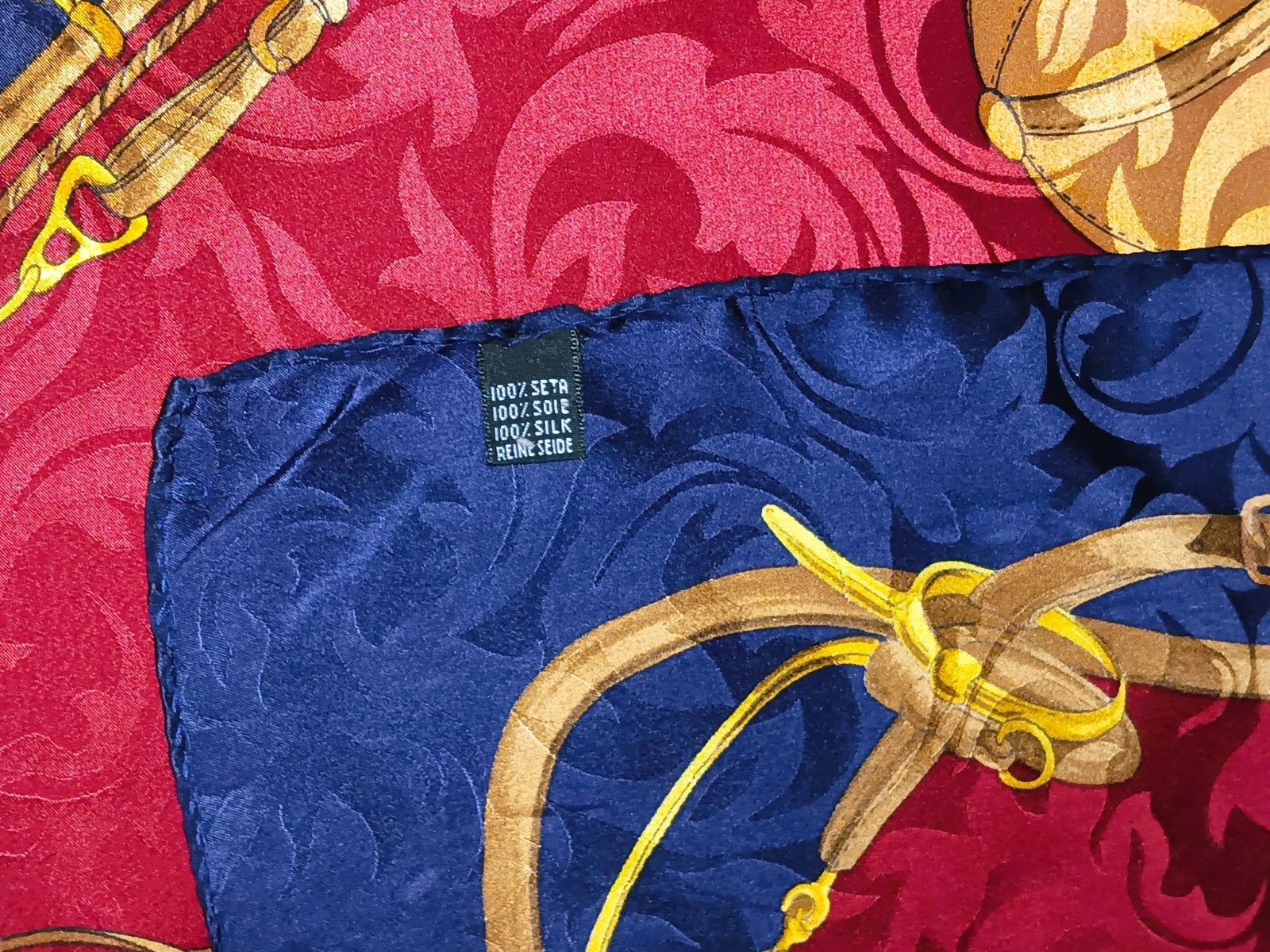 Other JEAN PAREL Paris Horse Jockey Blue Red Gold Silk Scarf Size ONE SIZE - 10 Thumbnail