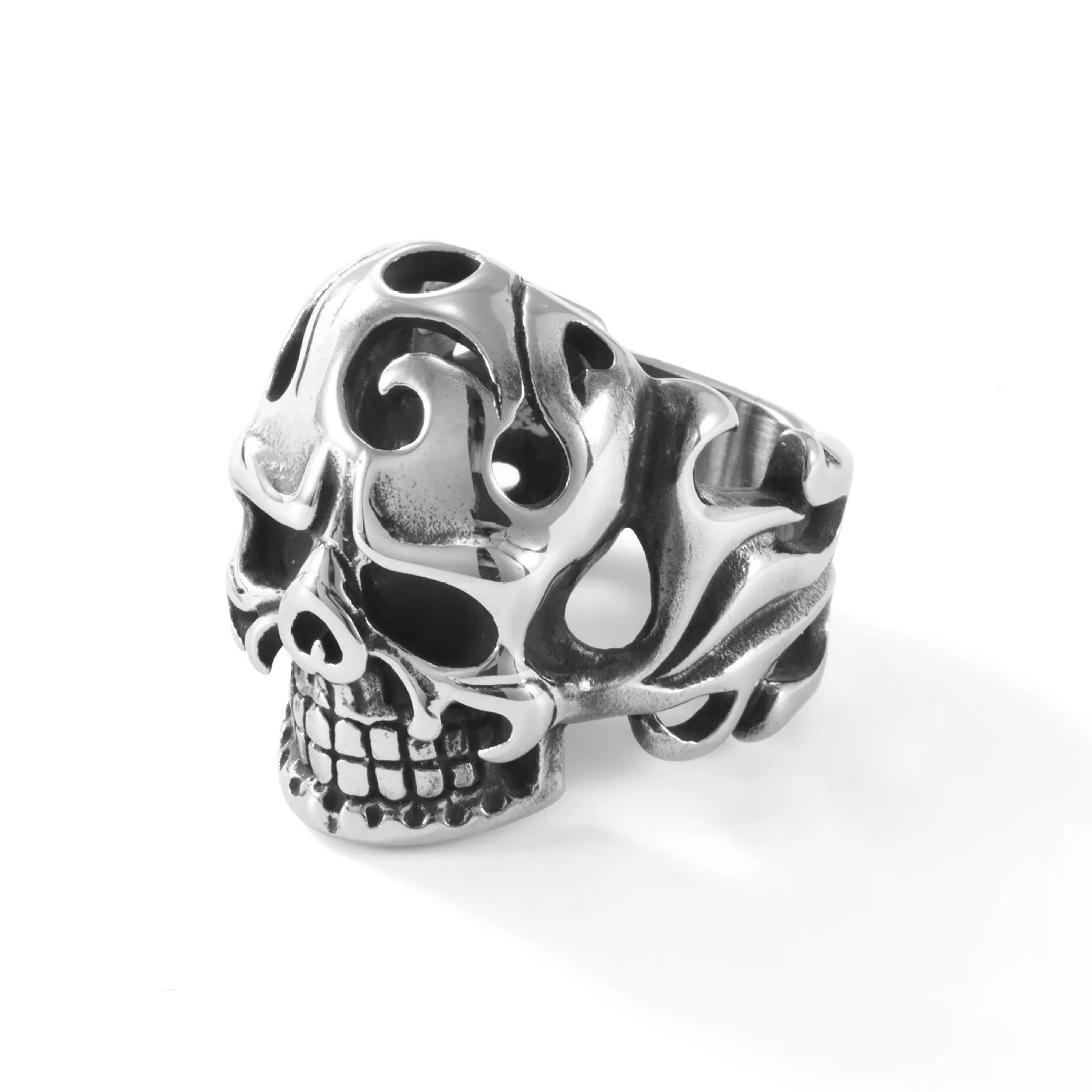 Jewelry Retro Skull Head Stainless Steel Ring Size ONE SIZE - 3 Thumbnail