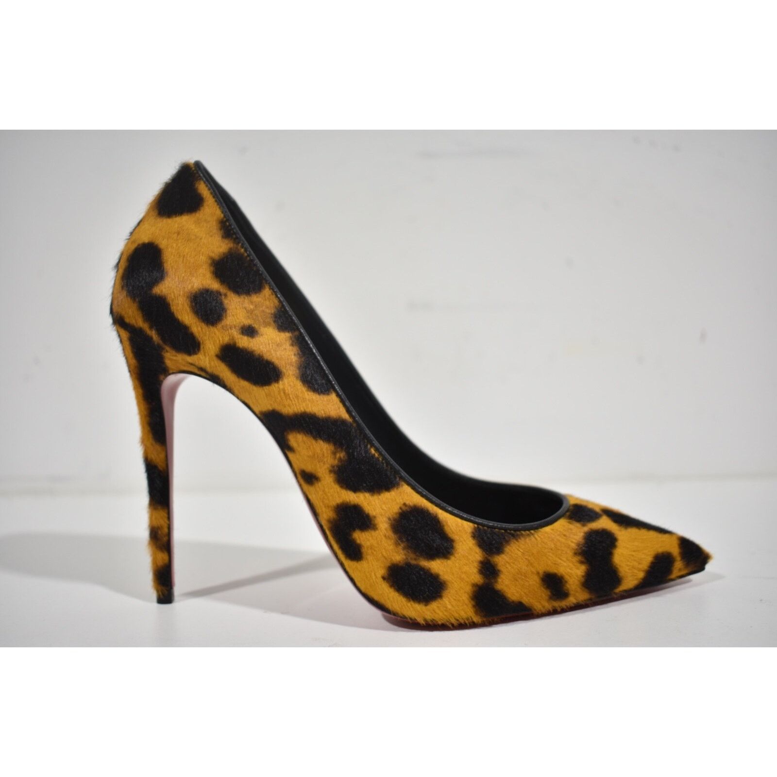 Christian Louboutin Kate 100 Spicy Pony Fur Leopard Black Brown Heel Pump 40 Size US 10 / IT 40 - 2 Thumbnail