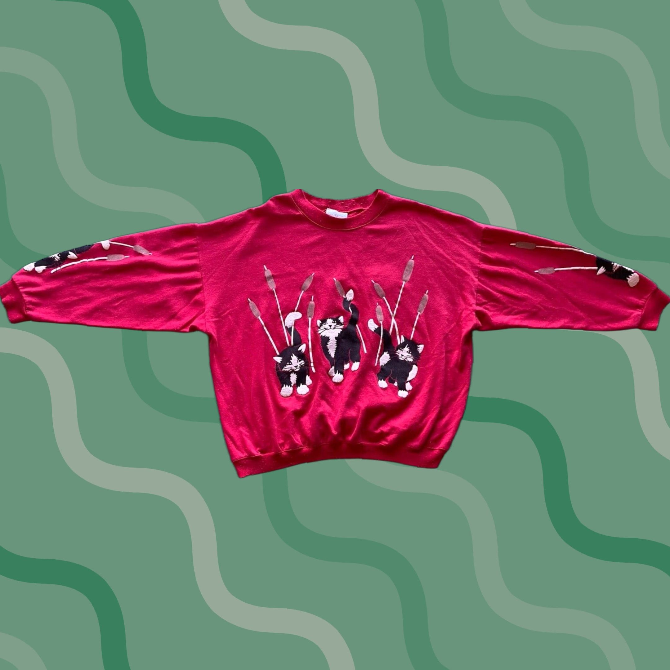 Vintage VINTAGE Spumoni By Franko Red Cat Pullover Sweatshirt L Men’s Red Cat USA Large Size US L / EU 52-54 / 3 - 1 Thumbnail